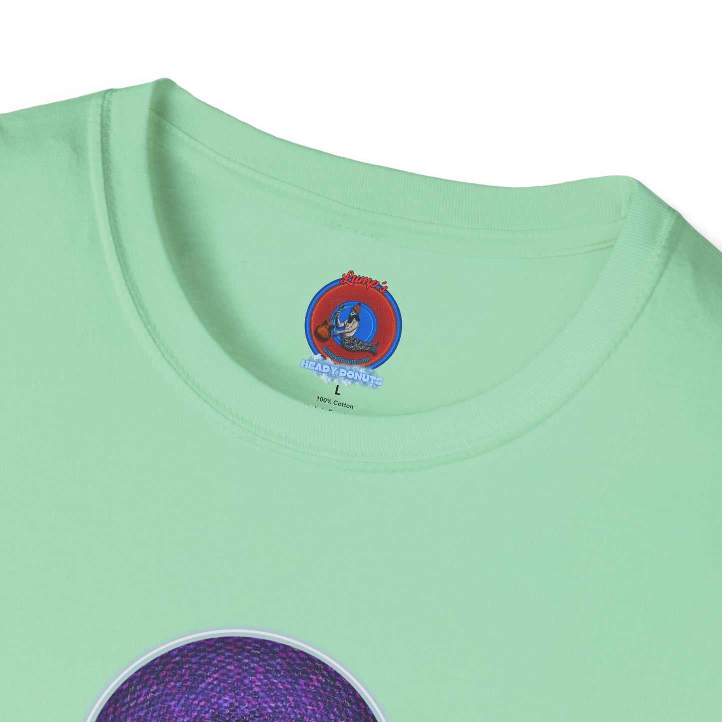Classic Donut Tee - Unisex Soft-Style - "Plain Pixilated Donut' - purple/light purple pixilated afterglow donut
