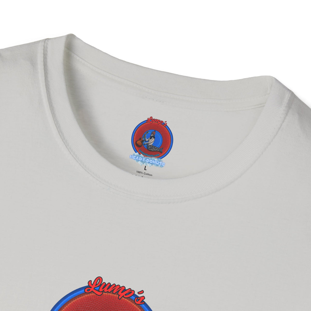 Classic Donut Tee - Unisex Soft-Style - "Lump's Heady Donuts Logo" - series 1.0  - red/blue rustic donut