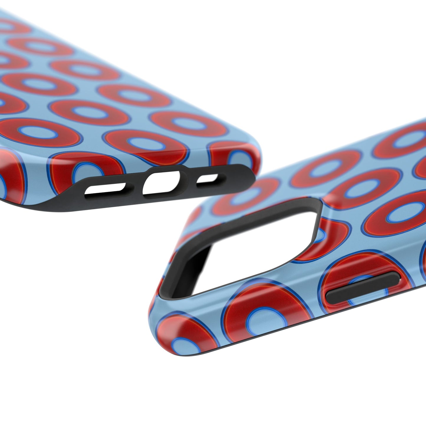 Impact-Resistant Lumpy Donut Case - red vivid donut print w/sky blue background