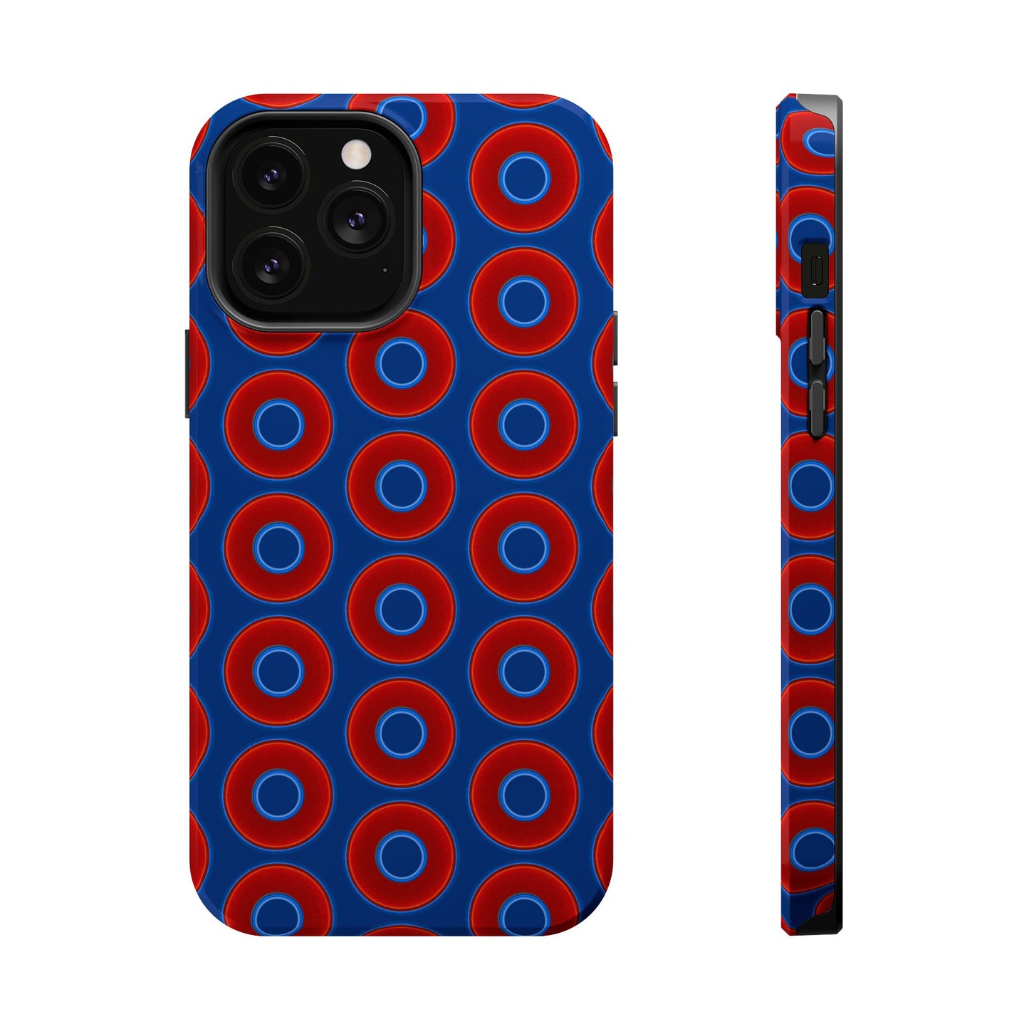 Magnetic Tough Donut Case - red vivid donut print w/dark blue background