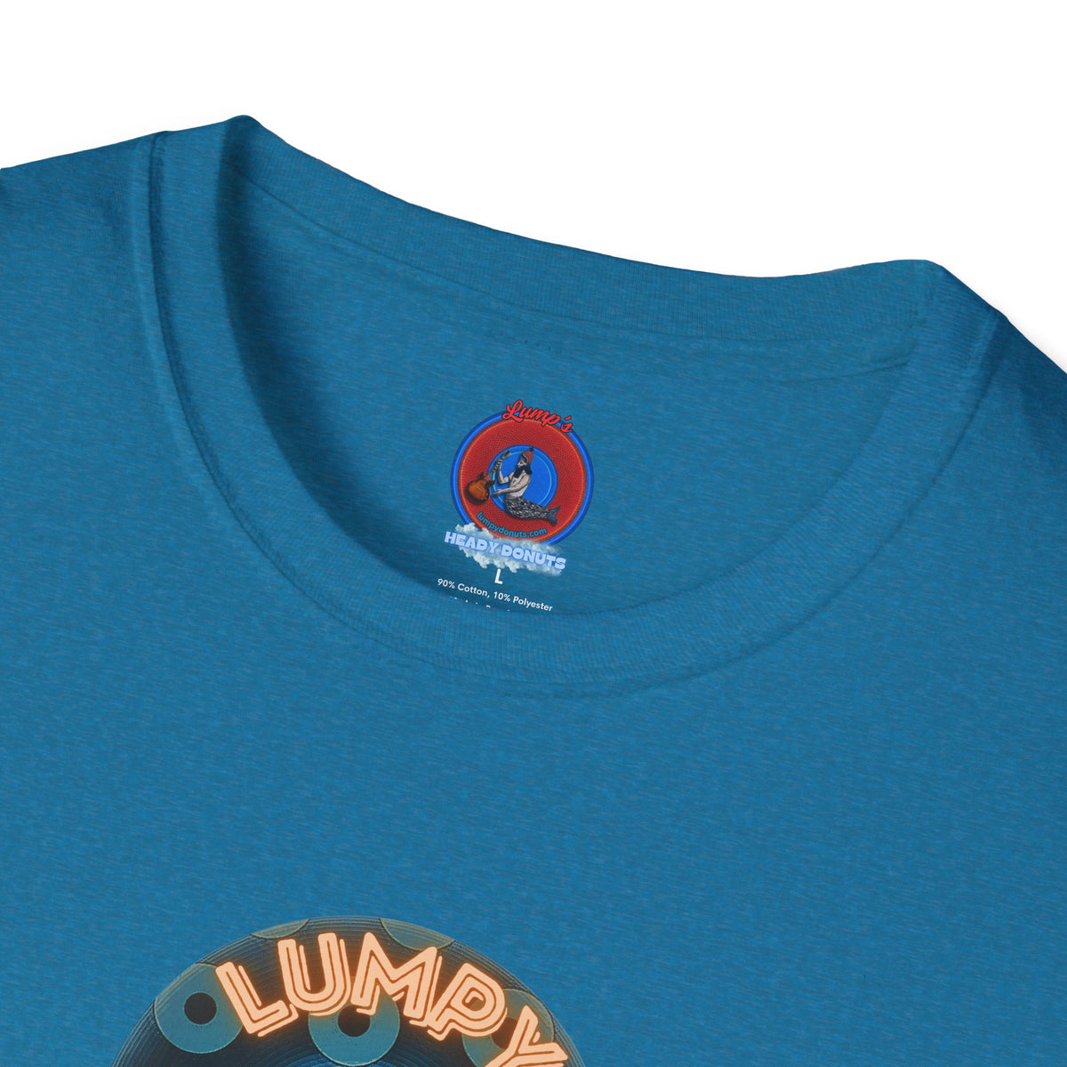 Coffee Traders Tee - Unisex Soft-Style - "Tasty Coffee" - paradoxical donut/cubed blue donut - variant 2 - logo front/It's Ice Cube's back
