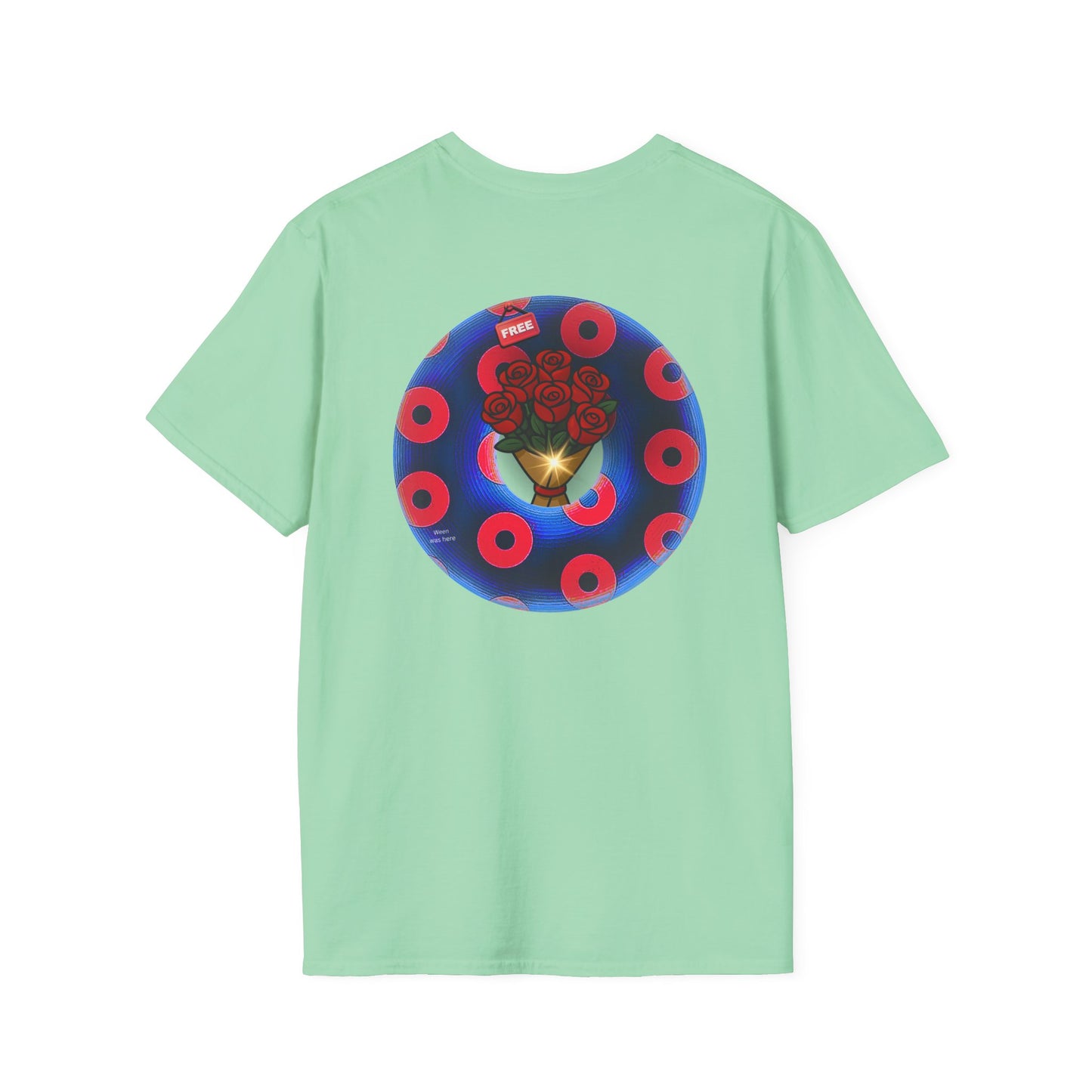 Classic Donut Tee - Unisex Soft-Style - "Donuts of Phreedom" - red/blue paradoxical blimpy donut