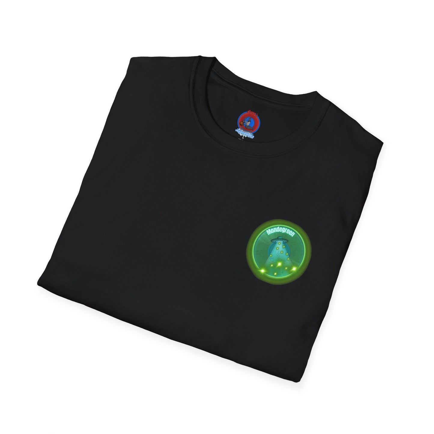 Classic Donut Tee - Unisex Soft-Style - "Close Encounters of the Delaware kind - Mondegreen Donut"  " variant 1 - green donut