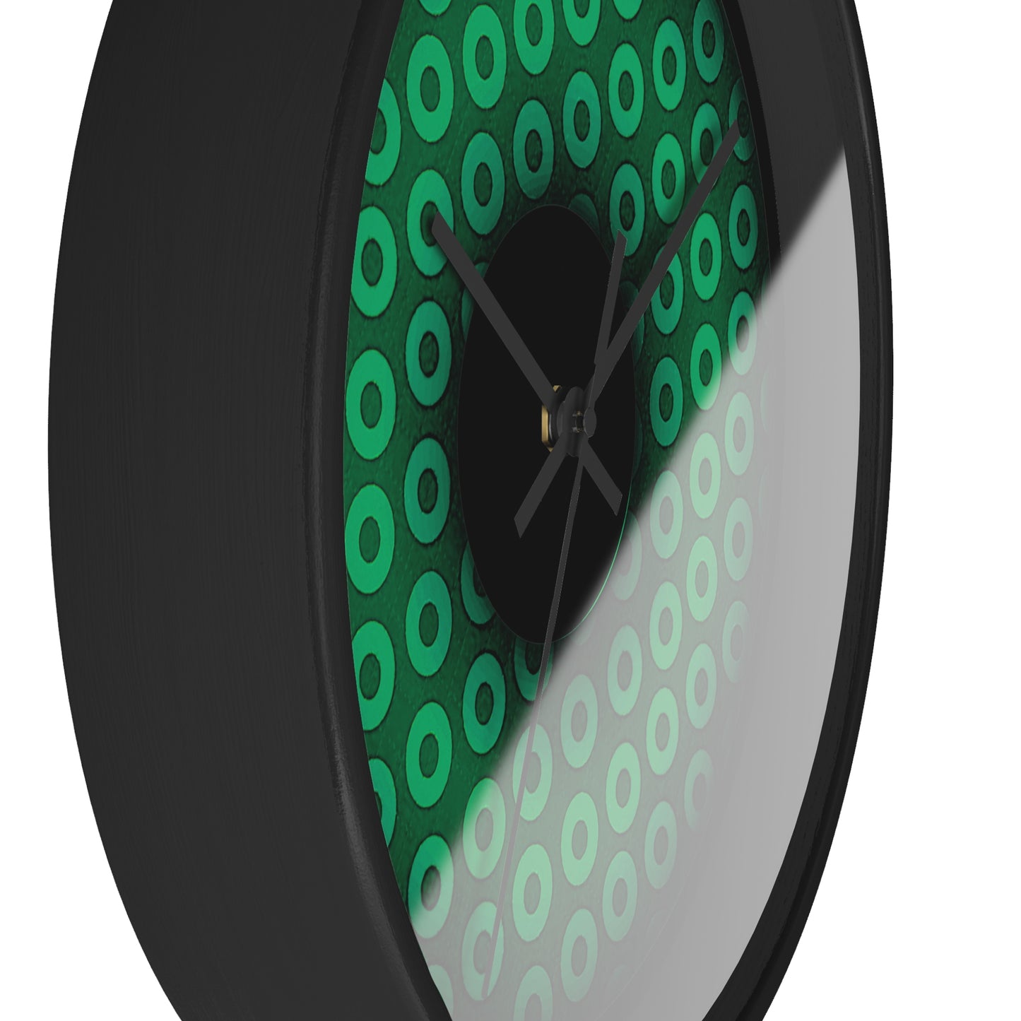 Lumpy Wall Clock - "Plain Paradoxical Donut" - variant 1 - green/light green donut w/black background