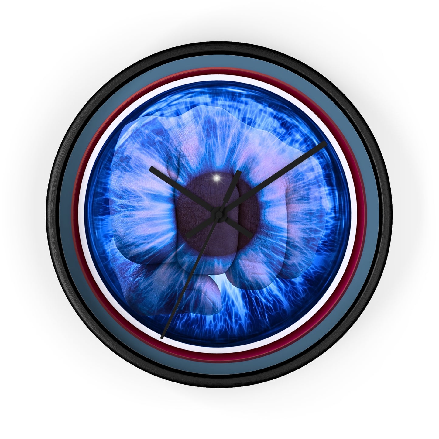 Lumpy Wall Clock - "Wilson's Eye Soar of a Donut Clock" variant 1 - blue idonut w/steel blue background