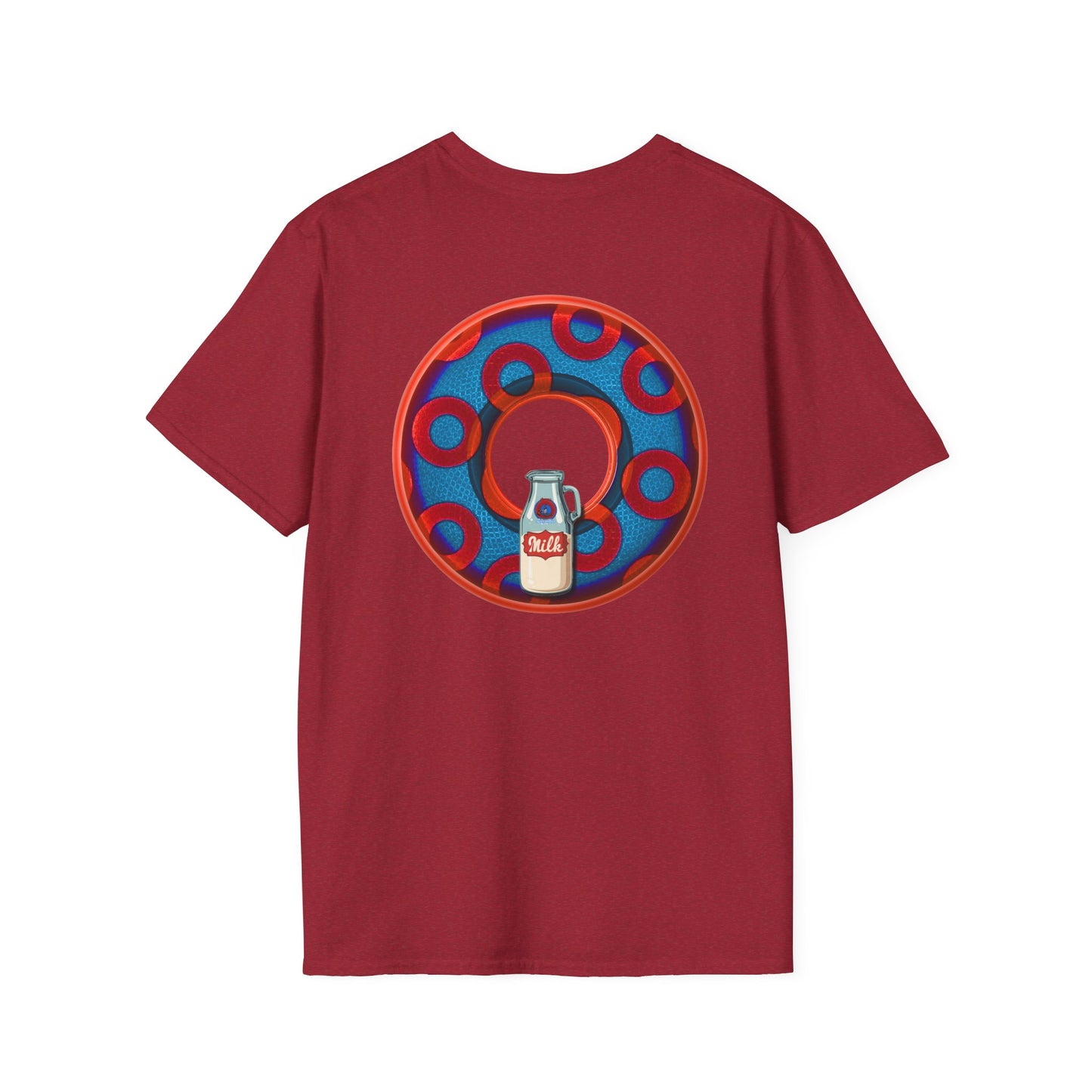 Classic Donut Tee - Unisex Soft-Style - "Wooked Cream - YEMSG Donut " - blue/red rustic paradox donut - variant 1