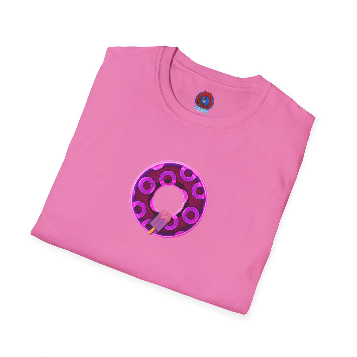Classic Donut Tee - Unisex Soft-Style - "It's Ice Cream Popsicles - YEMSG Donut" - purple/magenta paradox donut - variant 1