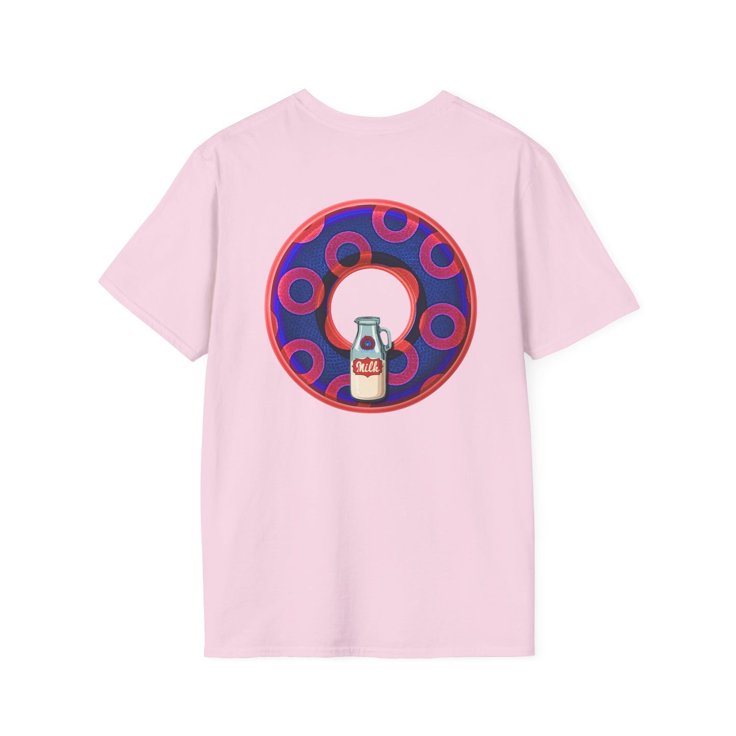 Classic Donut Tee - Unisex Soft-Style - "Wooked Cream - YEMSG Donut " - dark electric blue/red rustic paradox donut - variant 2