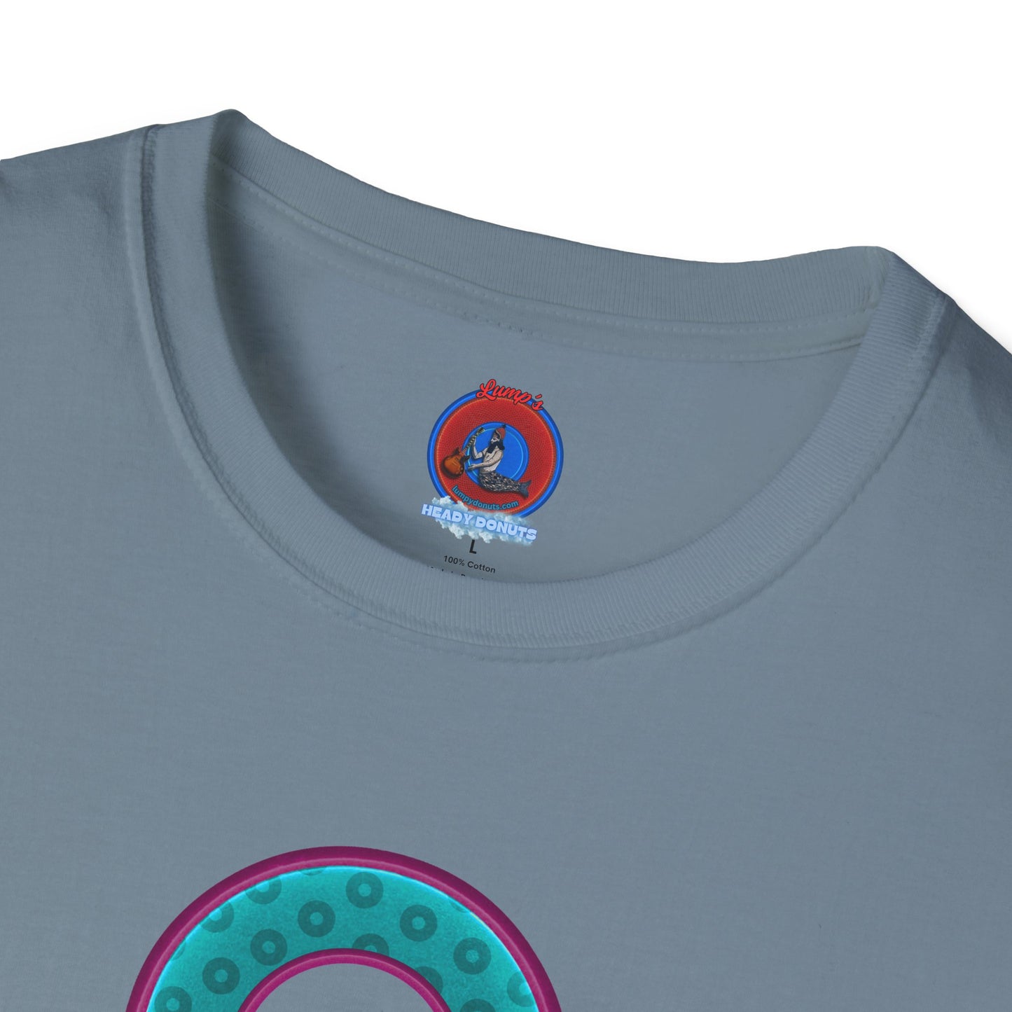 Plain Donuts/Unisex Soft-Style - "Plain Wide Mouthed Paradoxical Donuts" - teal/purple donuts
