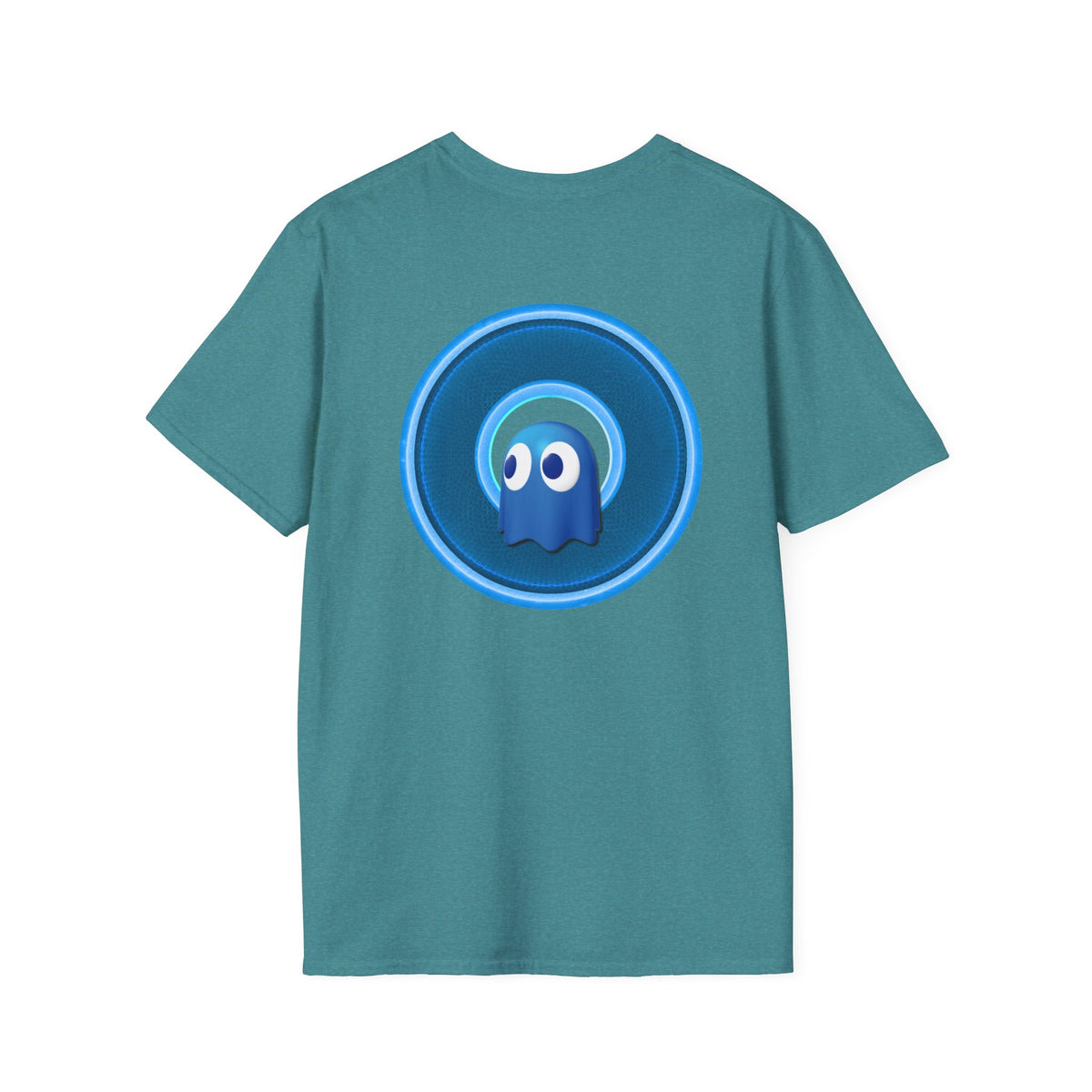Classic Donut Tee - Unisex Soft-Style - "The Story of the Donut - a Ghostly Good Time" - variant 2 - blue/light blue rustic donut