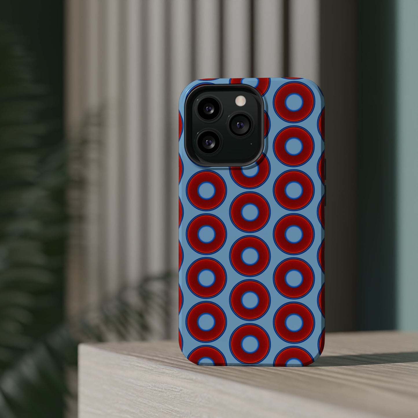 Magnetic Tough Donut Case - red vivid donut print w/sky blue background