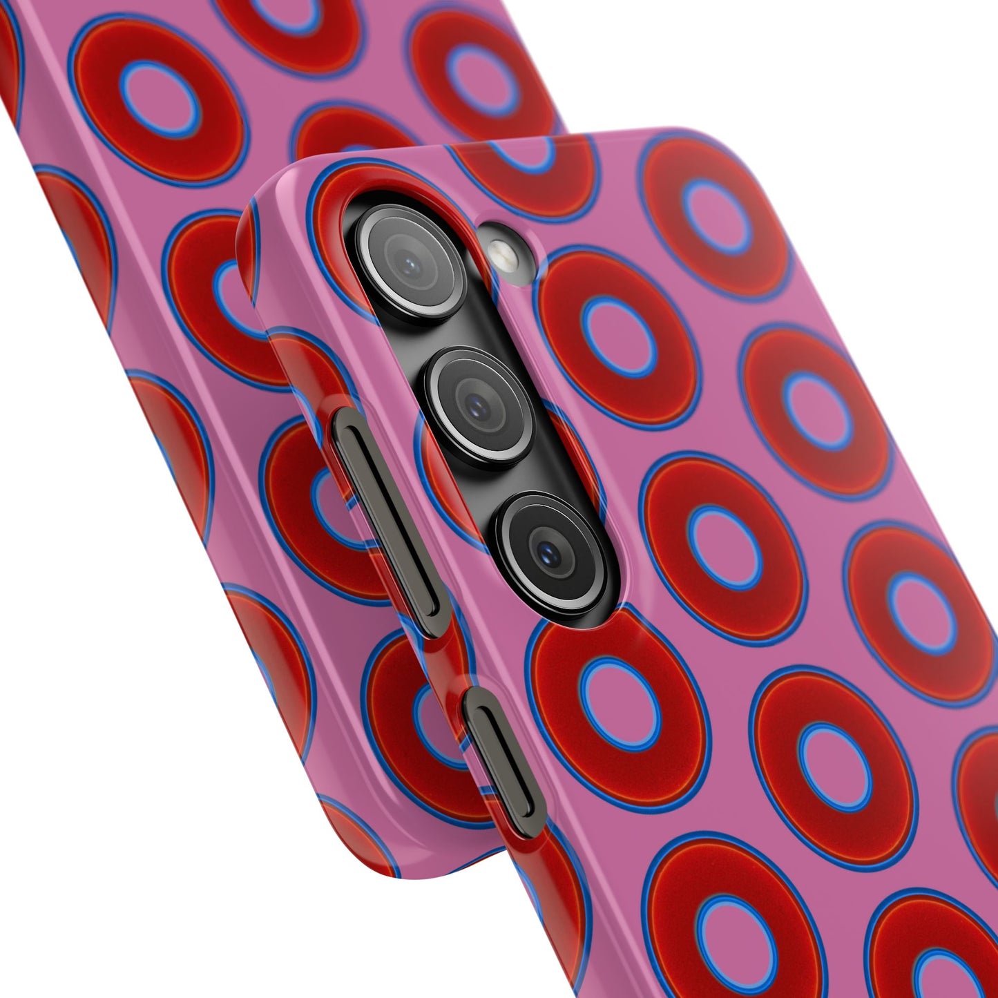 Lumpy Donut Snap Case - red vivid donut print w/light pink background
