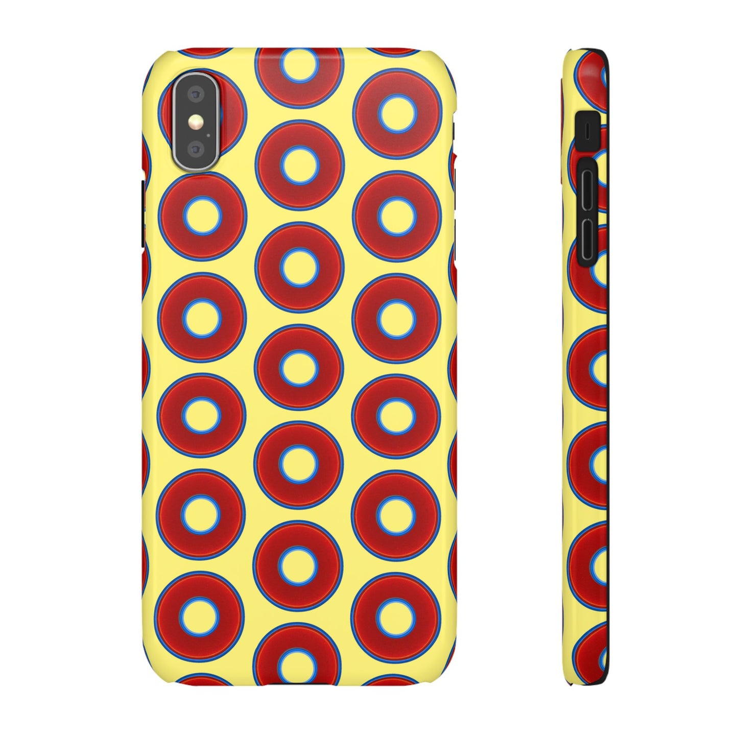 Lumpy Donut Snap Case - red vivid donut print w/yellow background