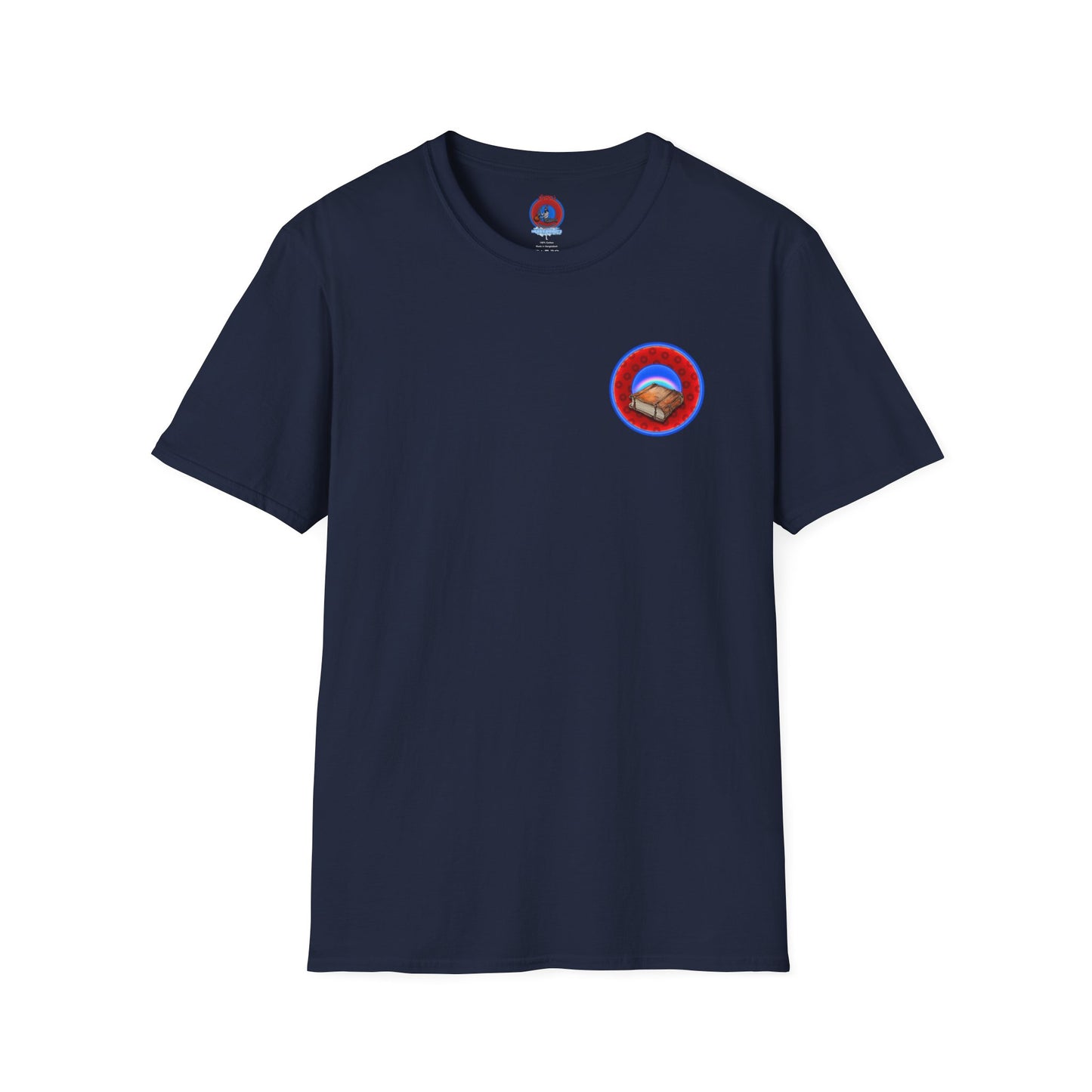 Classic Donut Tee - Unisex Soft-Style - "Read the F'ing Donut Book" - paradoxical widemouthed red/blue donut - variant 2