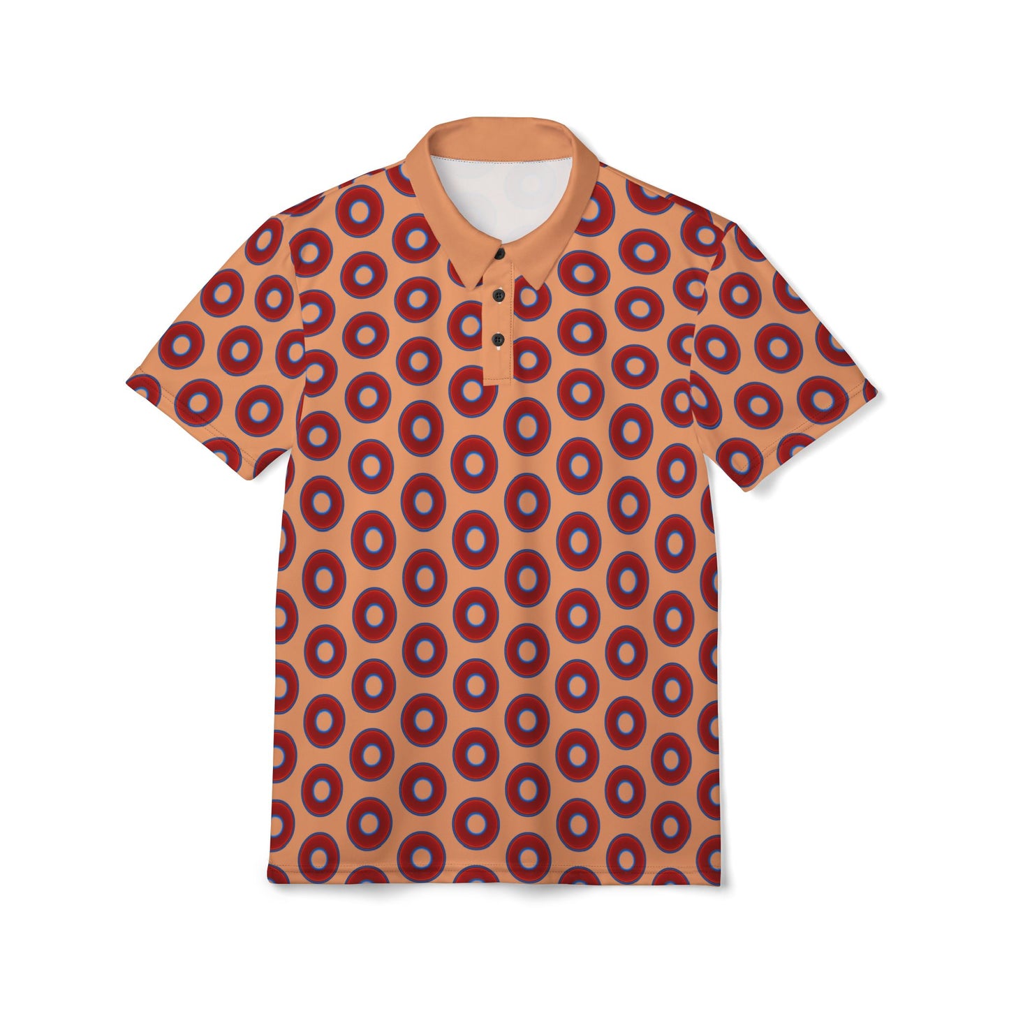 AOP Donut Polo - vivid donut print w/peach background [unisex]