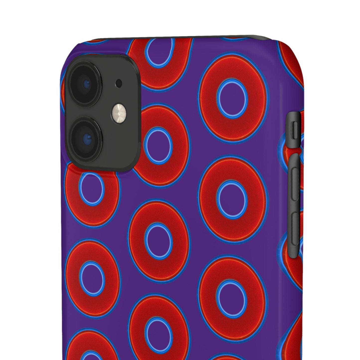 Lumpy Donut Snap Case - red vivid donut print w/dark purple background