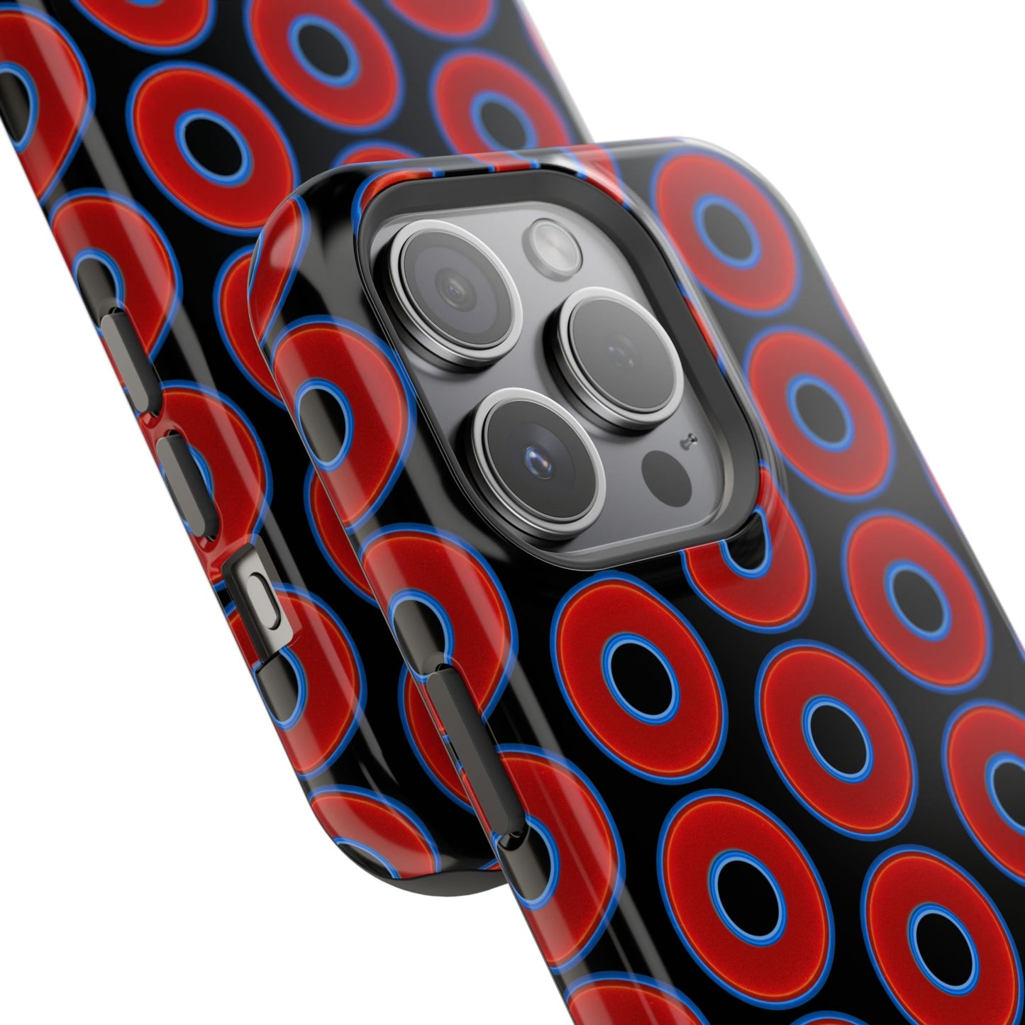 Magnetic Tough Donut Case - red vivid donut print w/black background