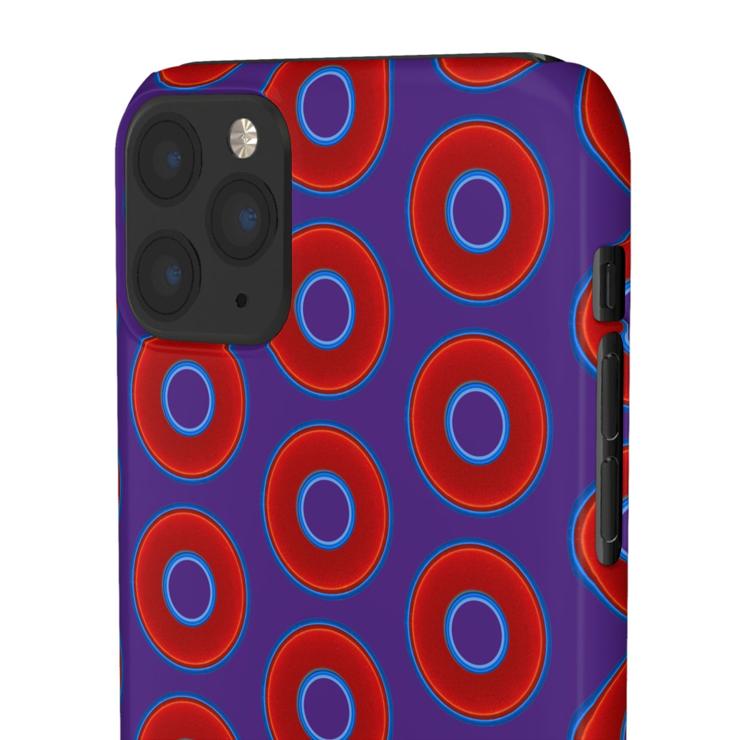 Lumpy Donut Snap Case - red vivid donut print w/dark purple background