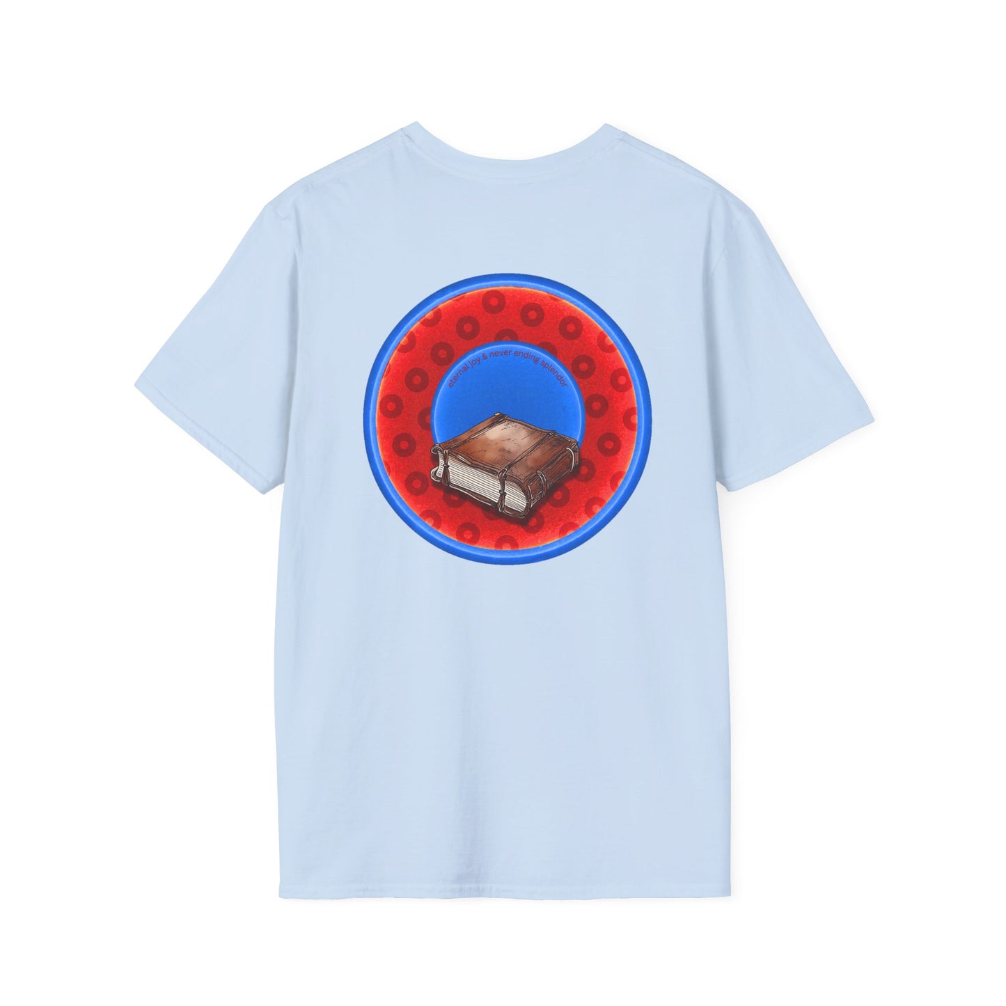 Classic Donut Tee - Unisex Soft-Style - "Read the F'ing Donut Book" - paradoxical widemouthed red/blue donut