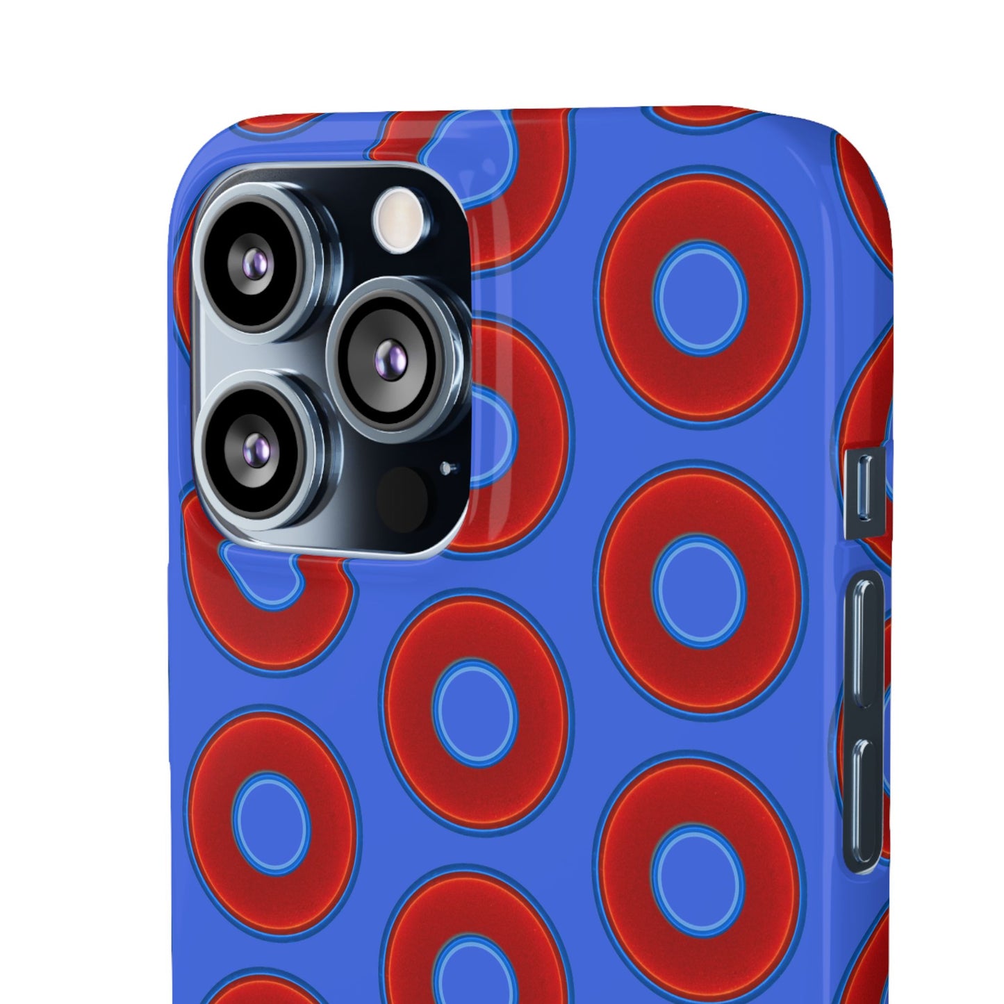 Lumpy Donut Snap Case - red vivid donut print w/royal blue background