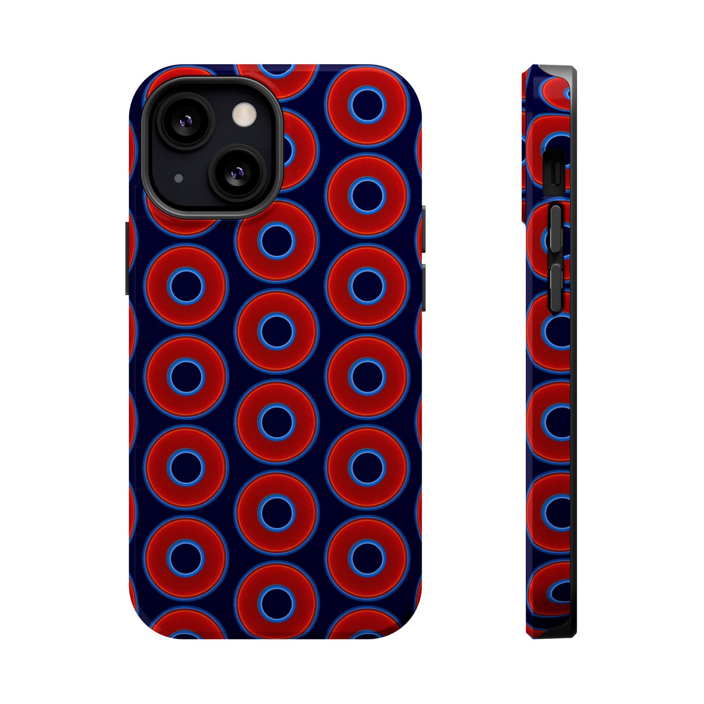 Magnetic Tough Donut Case - red vivid donut print w/midnight blue background