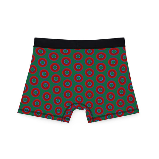 Men's Donut Boxers - red vivid donuts w/green background