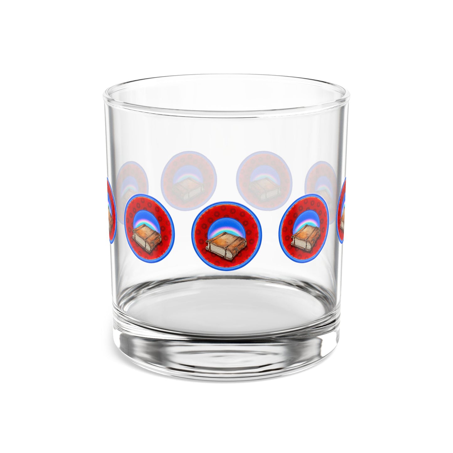 10oz Lumpy Rock Glass - "Helping Phriendly Rock Glass" - red/blue widemouthed paradox donuts