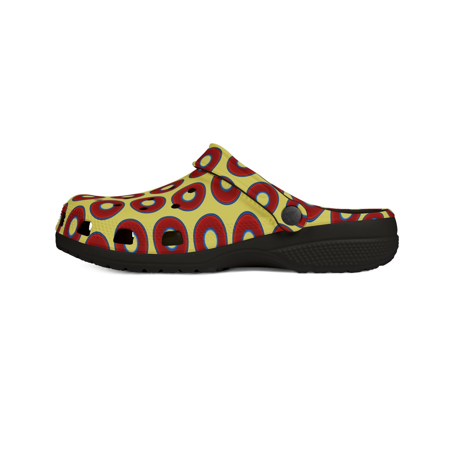 Spatchcocks - donut slip-on shoes - vivid red donuts w/yellow background [unisex]