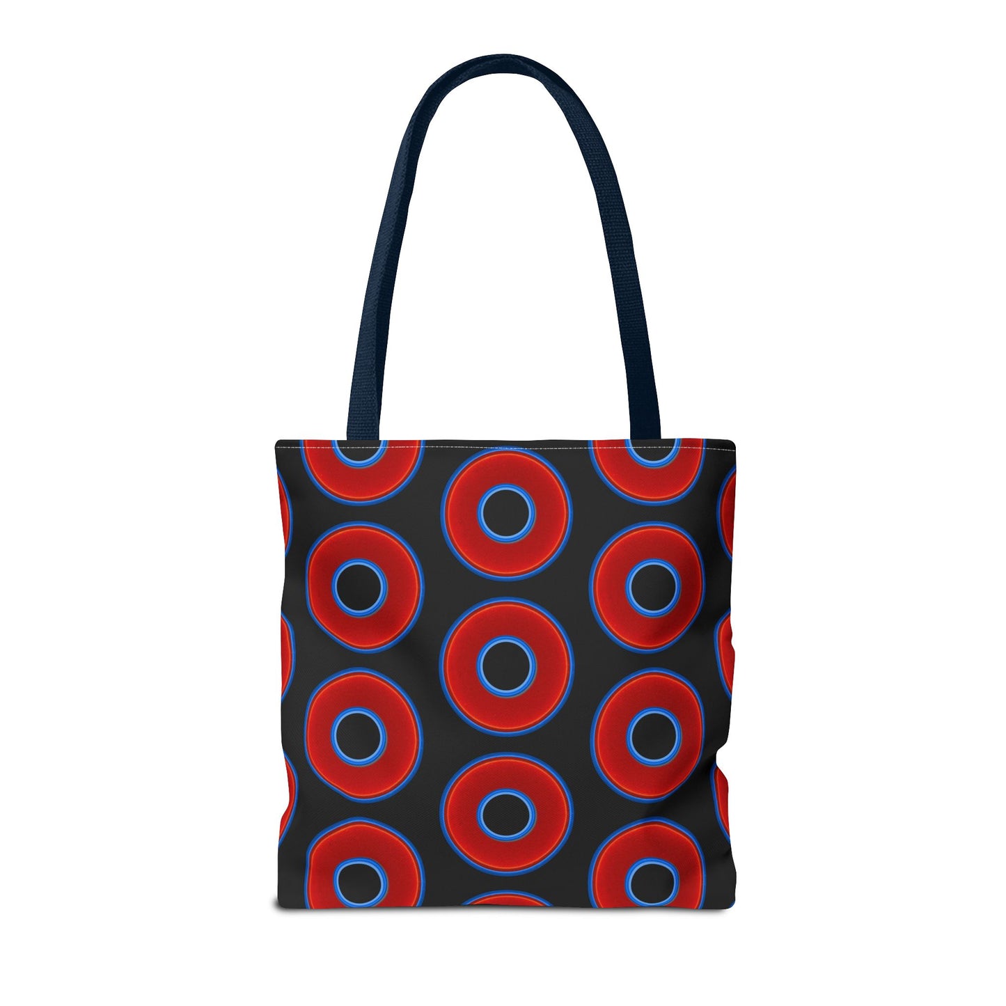 Lumpy Beach/Tote Bag - red vivid donuts w/black background