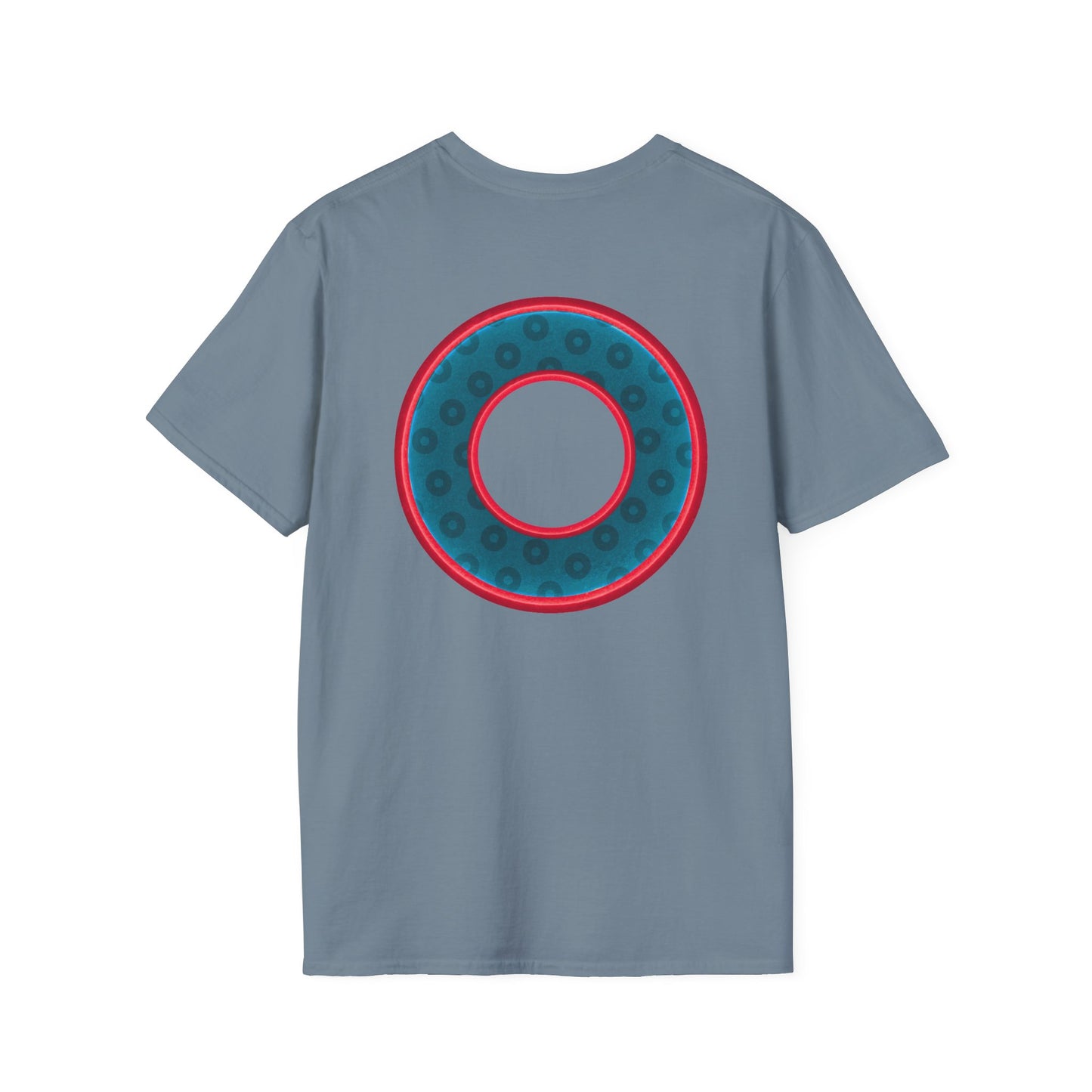 Plain Donuts/Unisex Soft-Style - "Plain Wide Mouthed Paradoxical Donuts" - dark aquamarine blue/red donuts