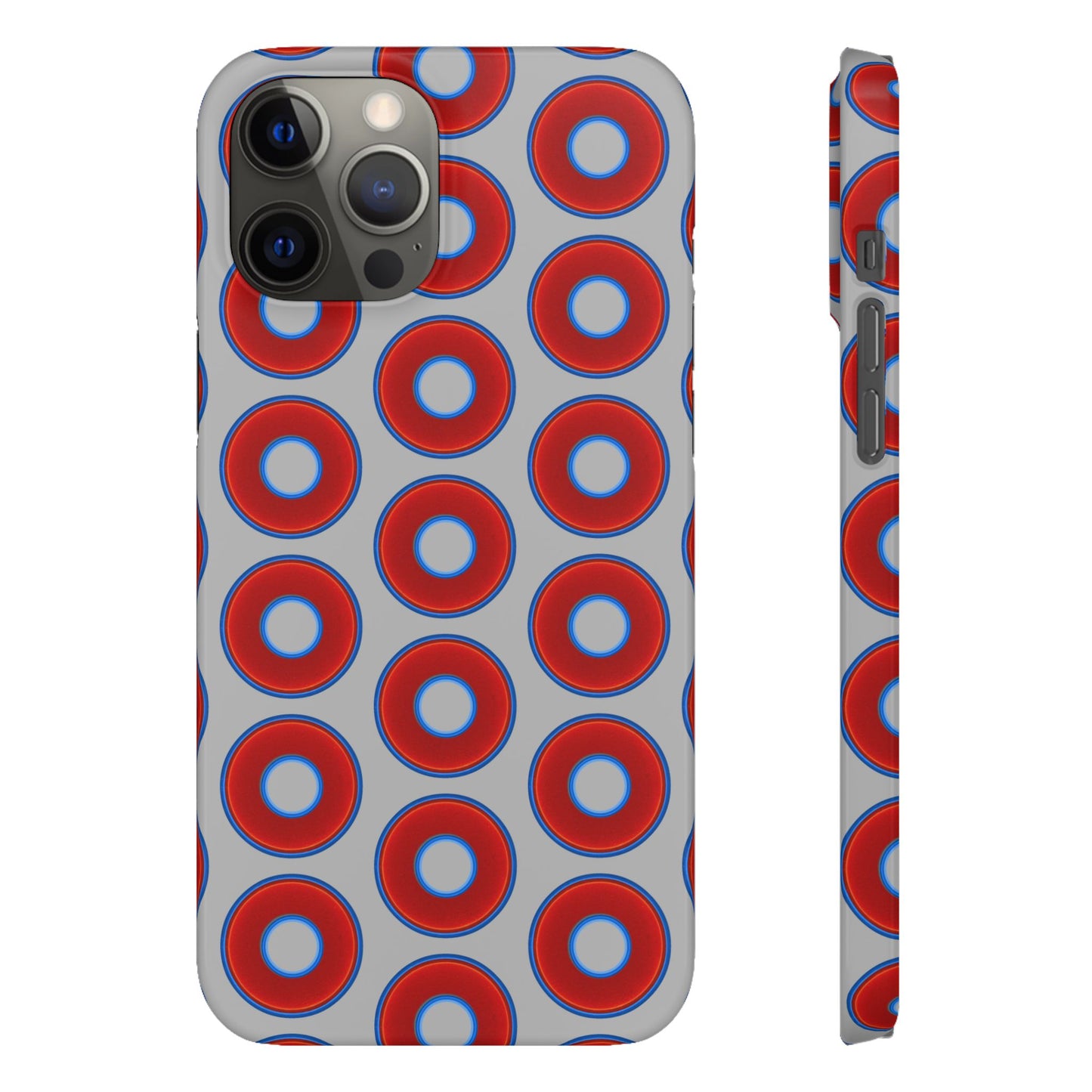 Lumpy Donut Snap Case - red vivid donut print w/light gray background
