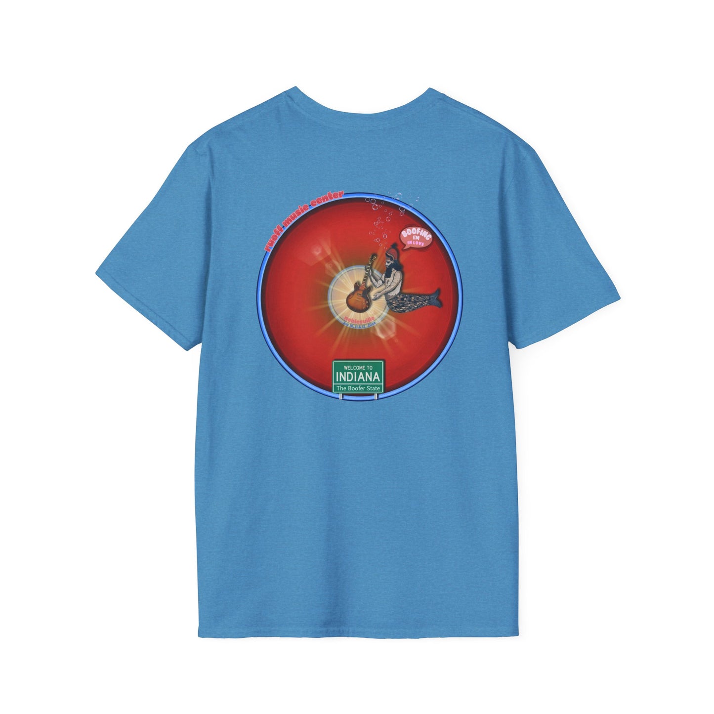 Classic Donut Tee - Unisex Soft-Style - "Indiana is for Boofers" - vivid red/blue plumpy donut - variant 1 - w/toppings