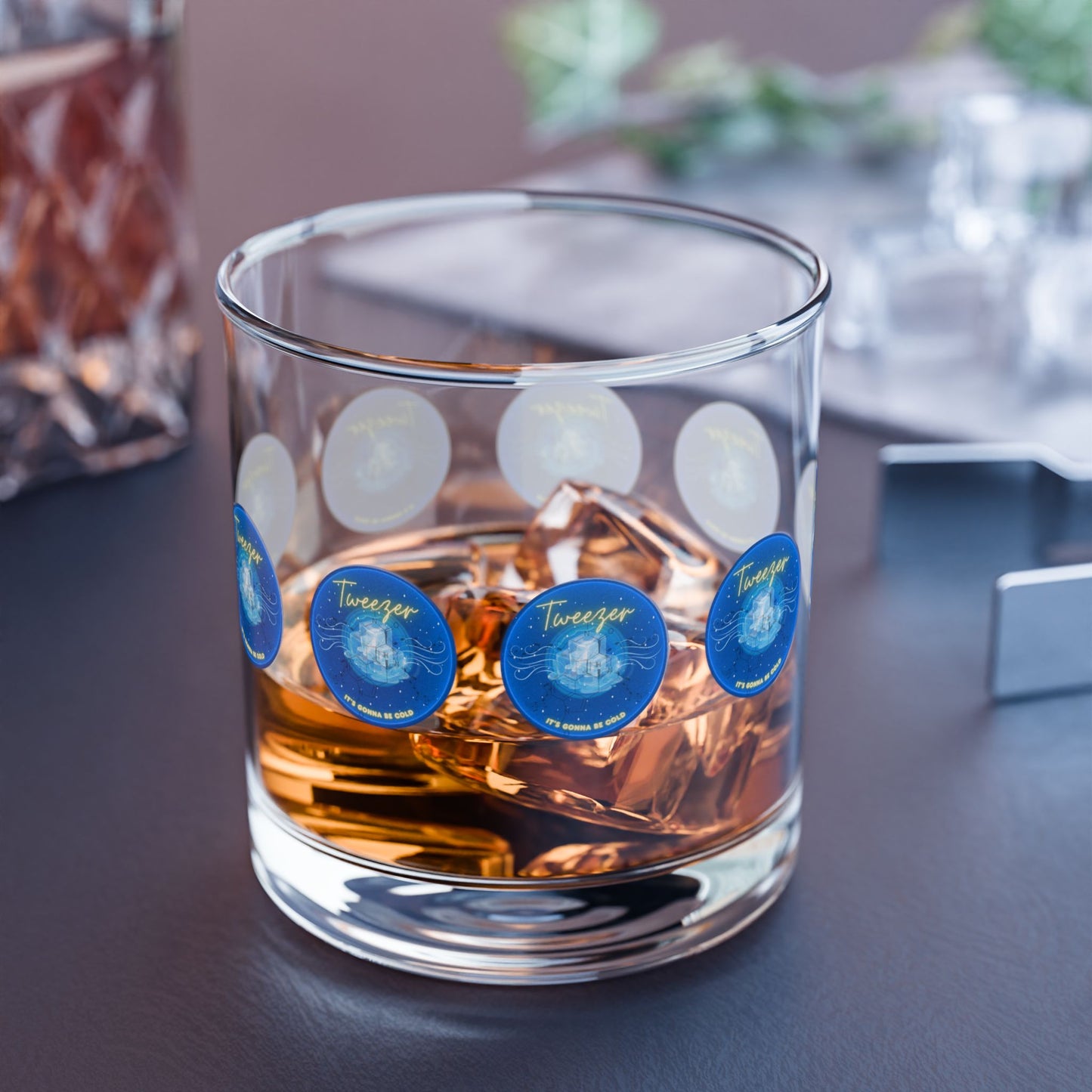 10oz Lumpy Rock Glass - "Uncle Ebenezer's Rock Glass" - vivid blue donut