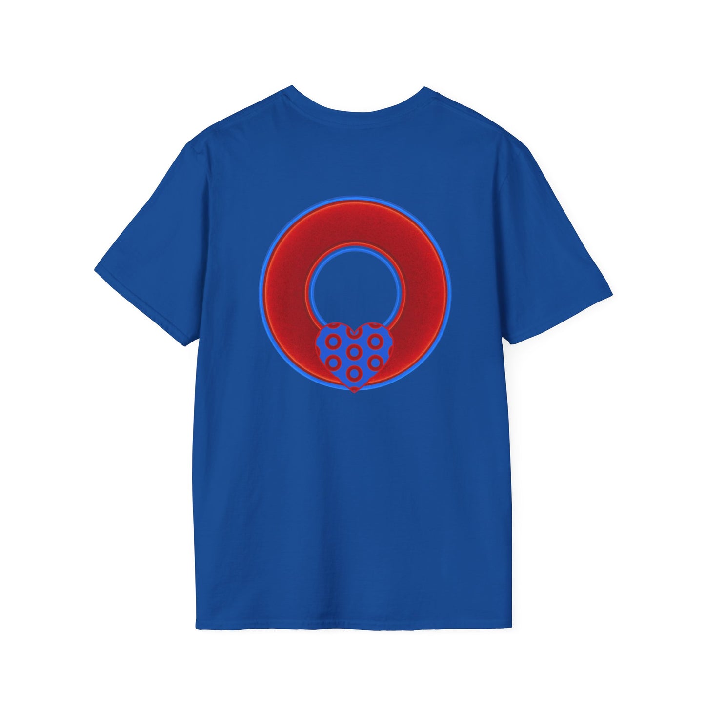 Classic Donut Tee - Unisex Soft-Style - "Ocean Donuts of Love" - vivid red donut - variant 1