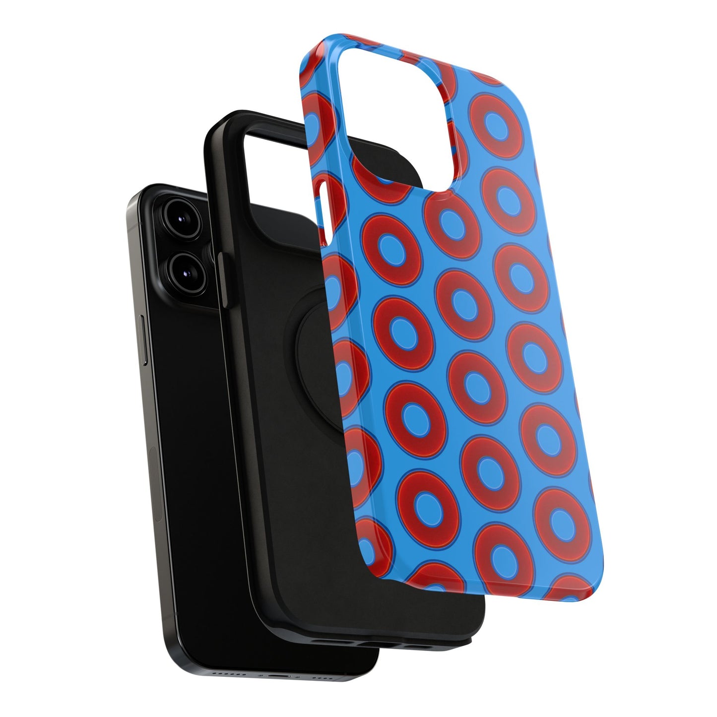 Impact-Resistant Lumpy Donut Case - red vivid donut print w/sky royal blue background
