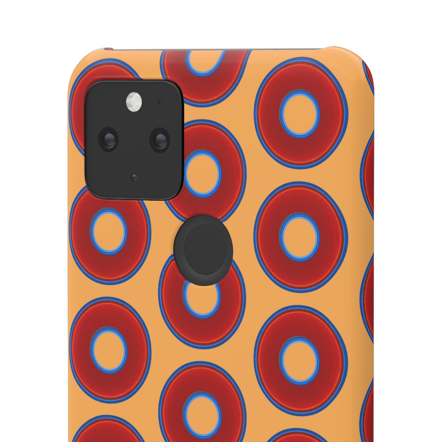 Lumpy Donut Snap Case - red vivid donut print w/creamcicle orange background