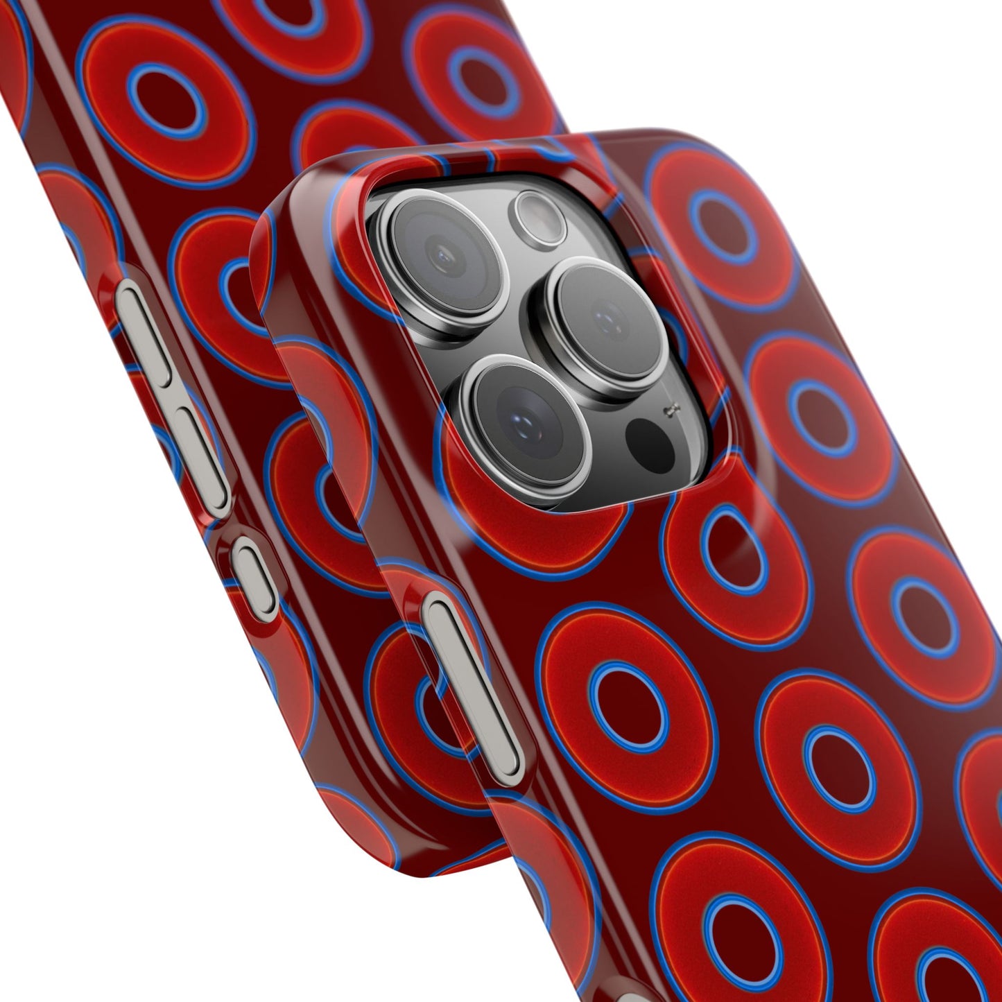 Lumpy Donut Snap Case - red vivid donut print w/dark red background