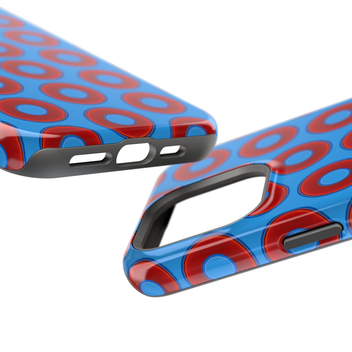 Impact-Resistant Lumpy Donut Case - red vivid donut print w/sky royal blue background