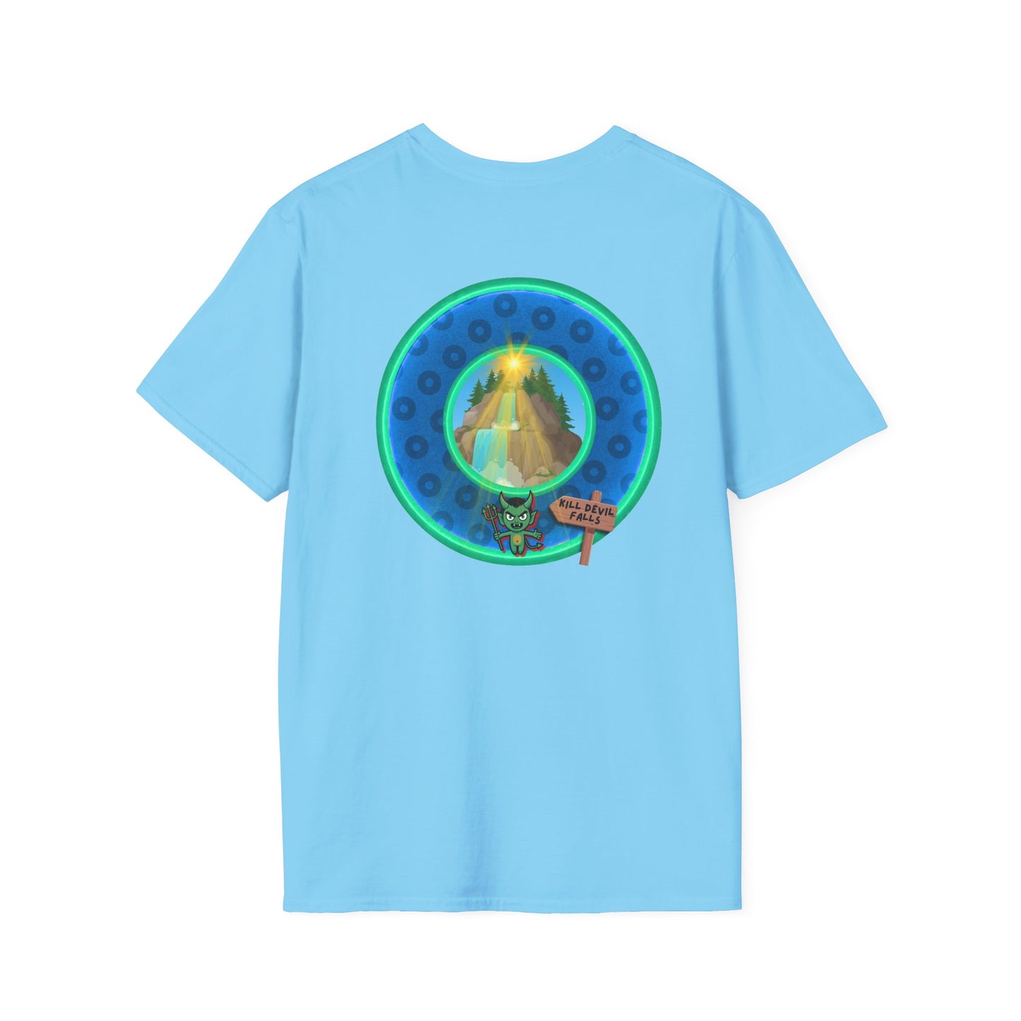 Classic Donut Tee - Unisex Soft-Style - "Devil's Drowning Donuts" - blue/green paradox donut