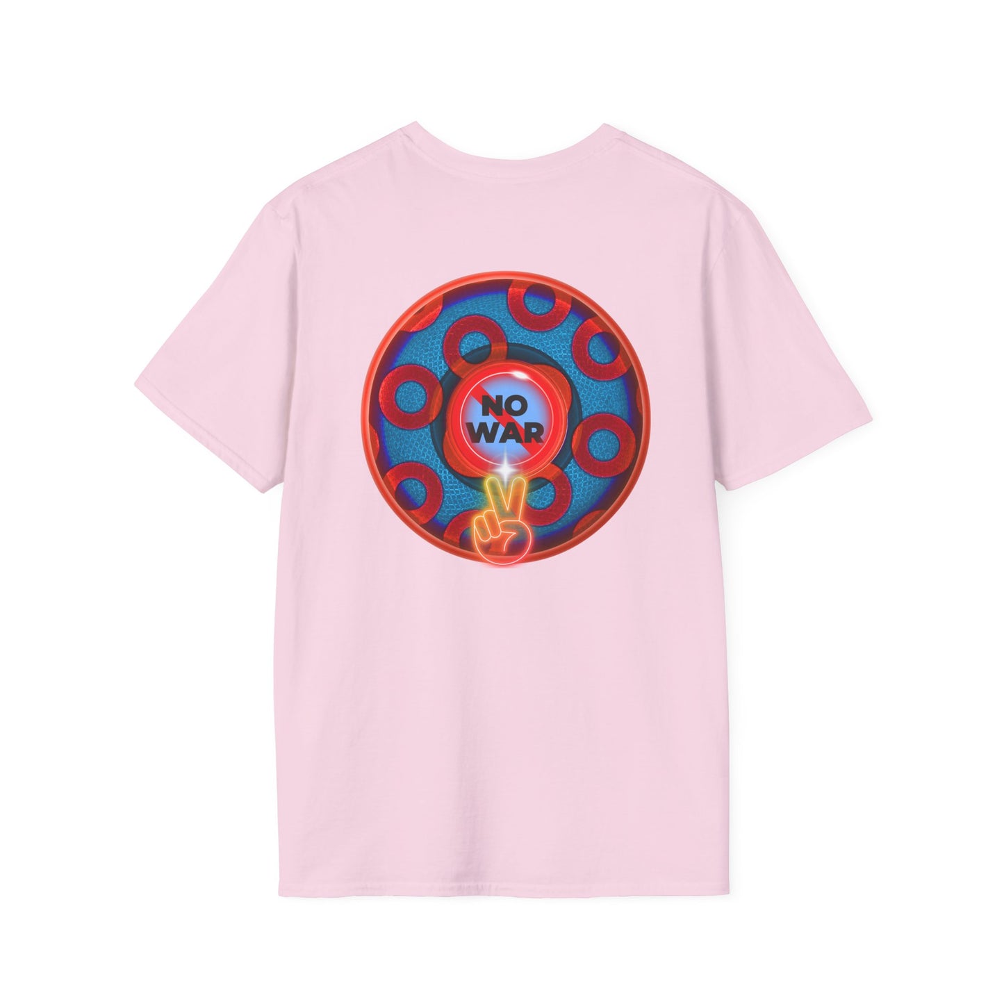 Classic Donut Tee - Unisex Soft-Style - "Peace of My Donut?" - blue/red rustic paradox donut