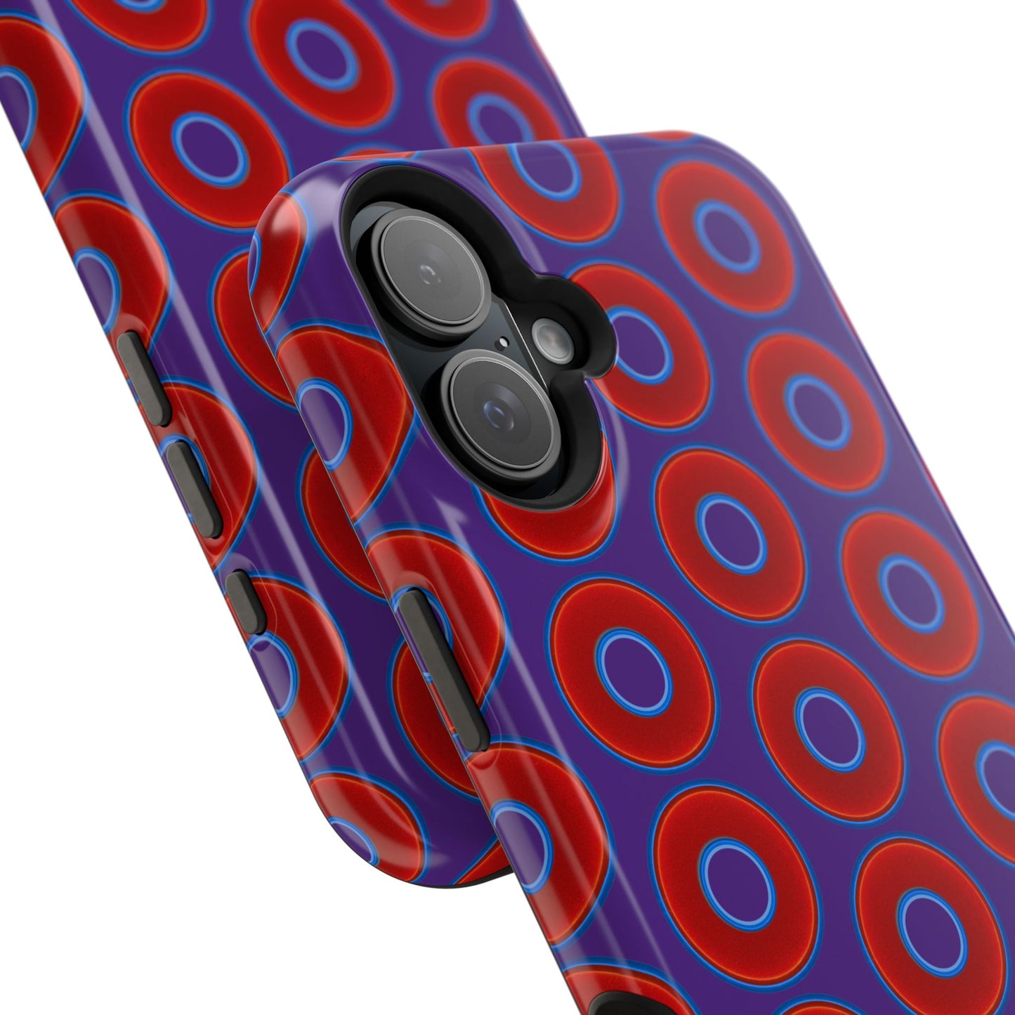 Magnetic Tough Donut Case - red vivid donut print w/purple background
