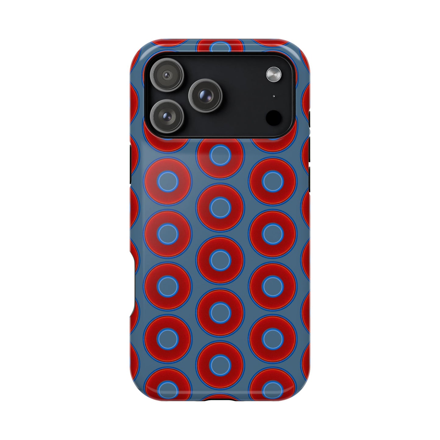 Magnetic Tough Donut Case - red vivid donut print w/steel blue background
