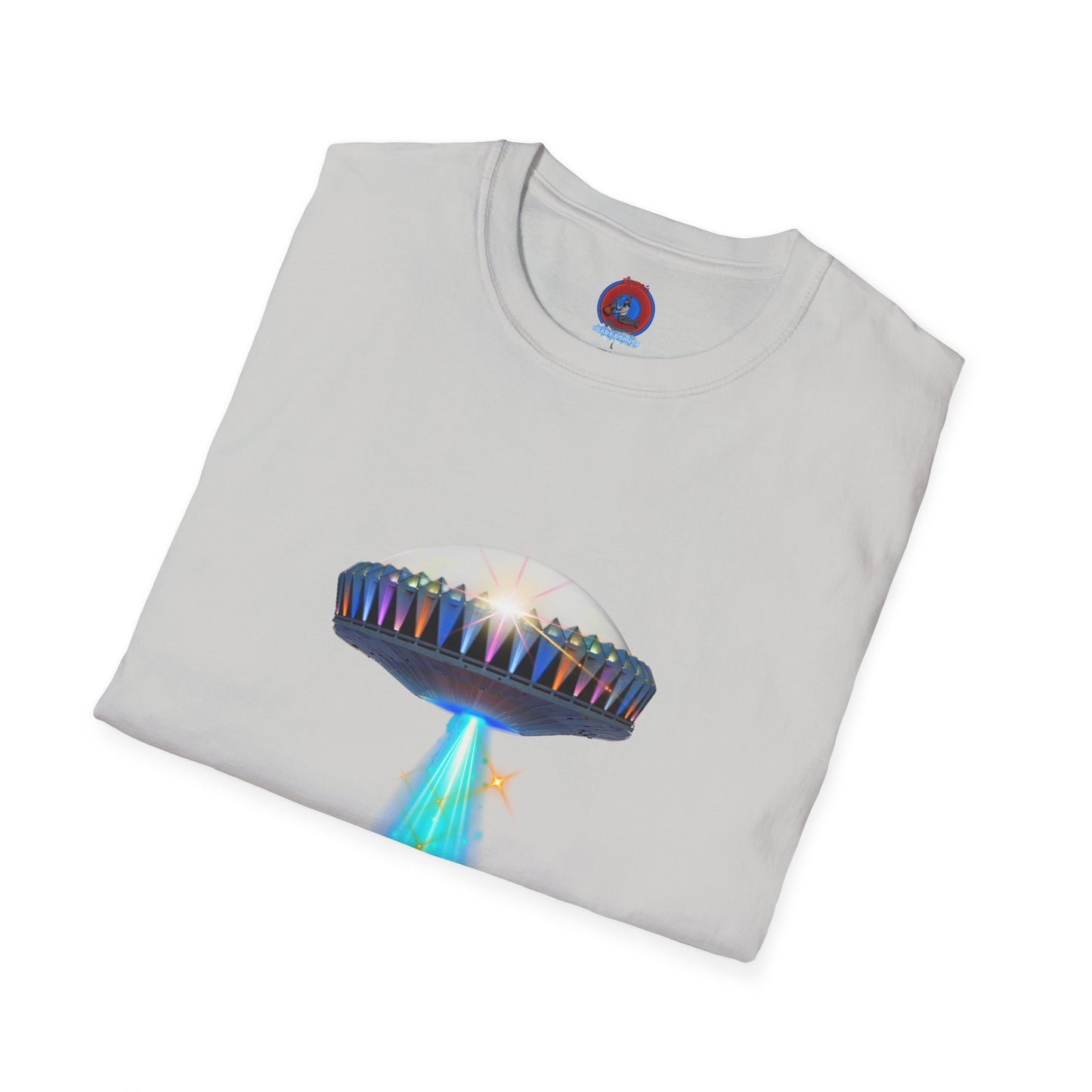 Classic Donut Tee - Unisex Soft-Style - "Donuts now Served on the Mothership" - series 1.0  - variant 6  - tractor-beamed donut