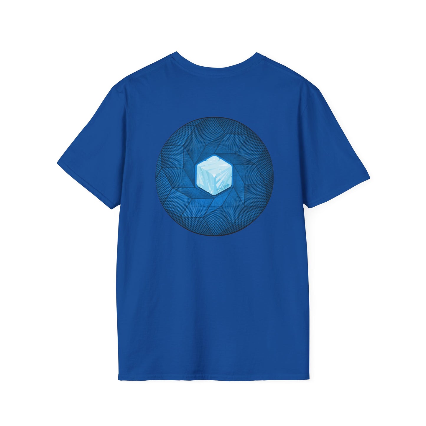 Coffee Traders Tee - Unisex Soft-Style - "Tasty Coffee" - paradoxical donut/cubed blue donut - variant 2 - logo front/It's Ice Cube's back