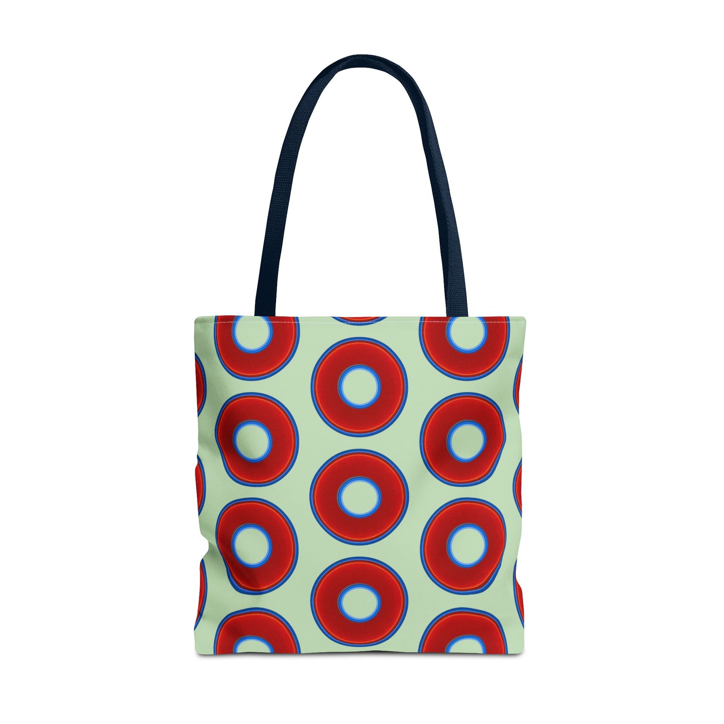Lumpy Beach/Tote Bag - red vivid donuts w/seafoam background