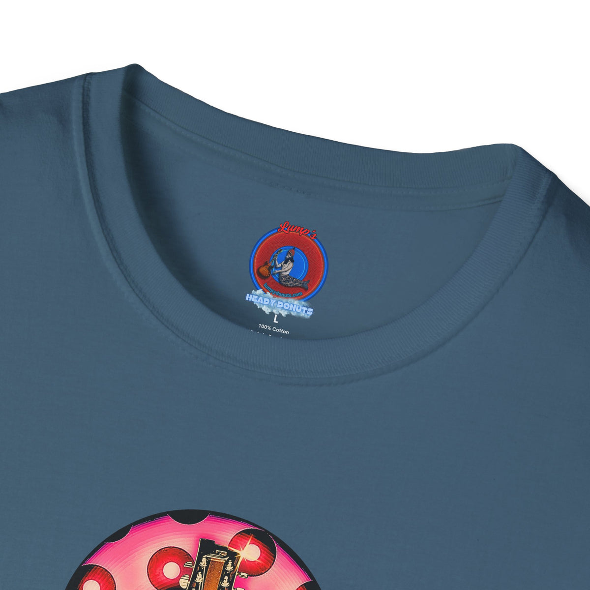 Classic Donut Tee - Unisex Soft-Style - "Would You Be My Donut?" - paradoxical faded magenta/red donut - variant 1