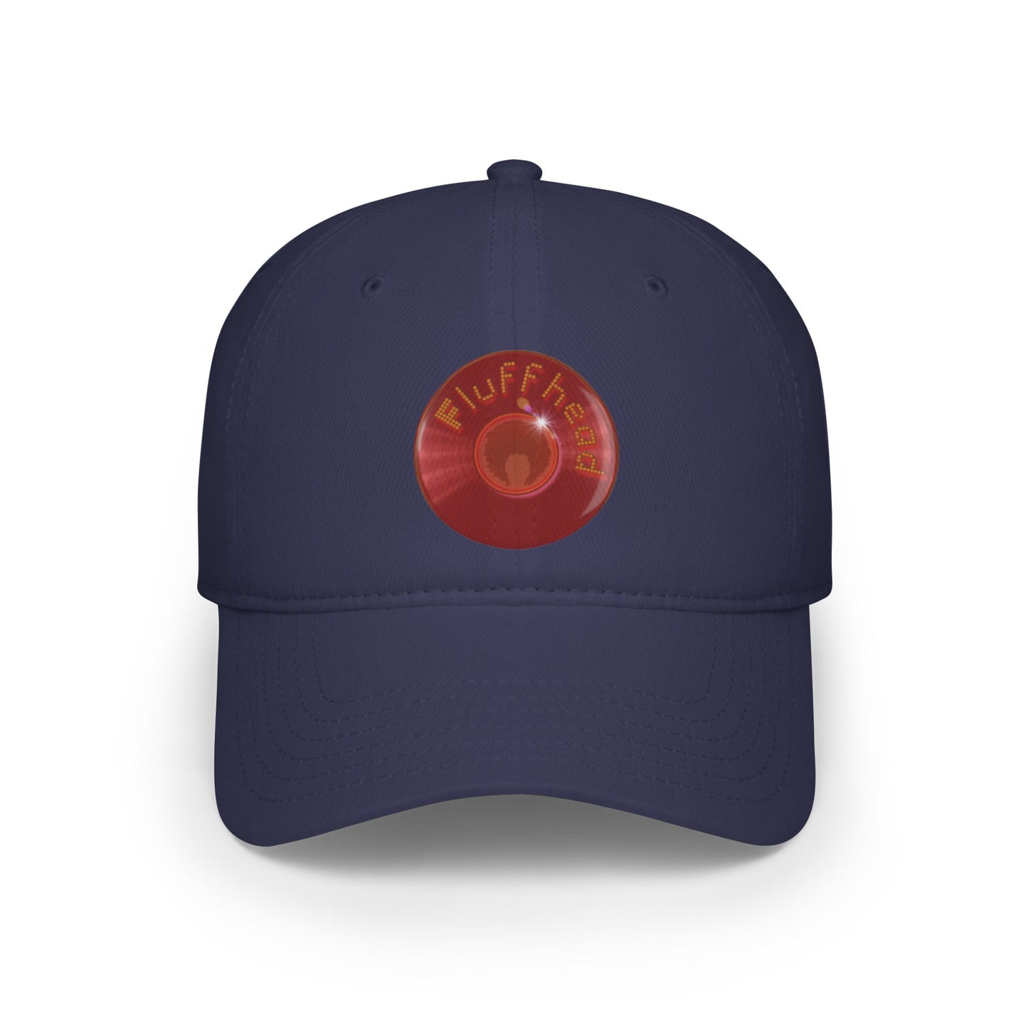 Lumpy Donut Baseball Cap - "The Fluffernutter Donut" - vivid red record donut w/
