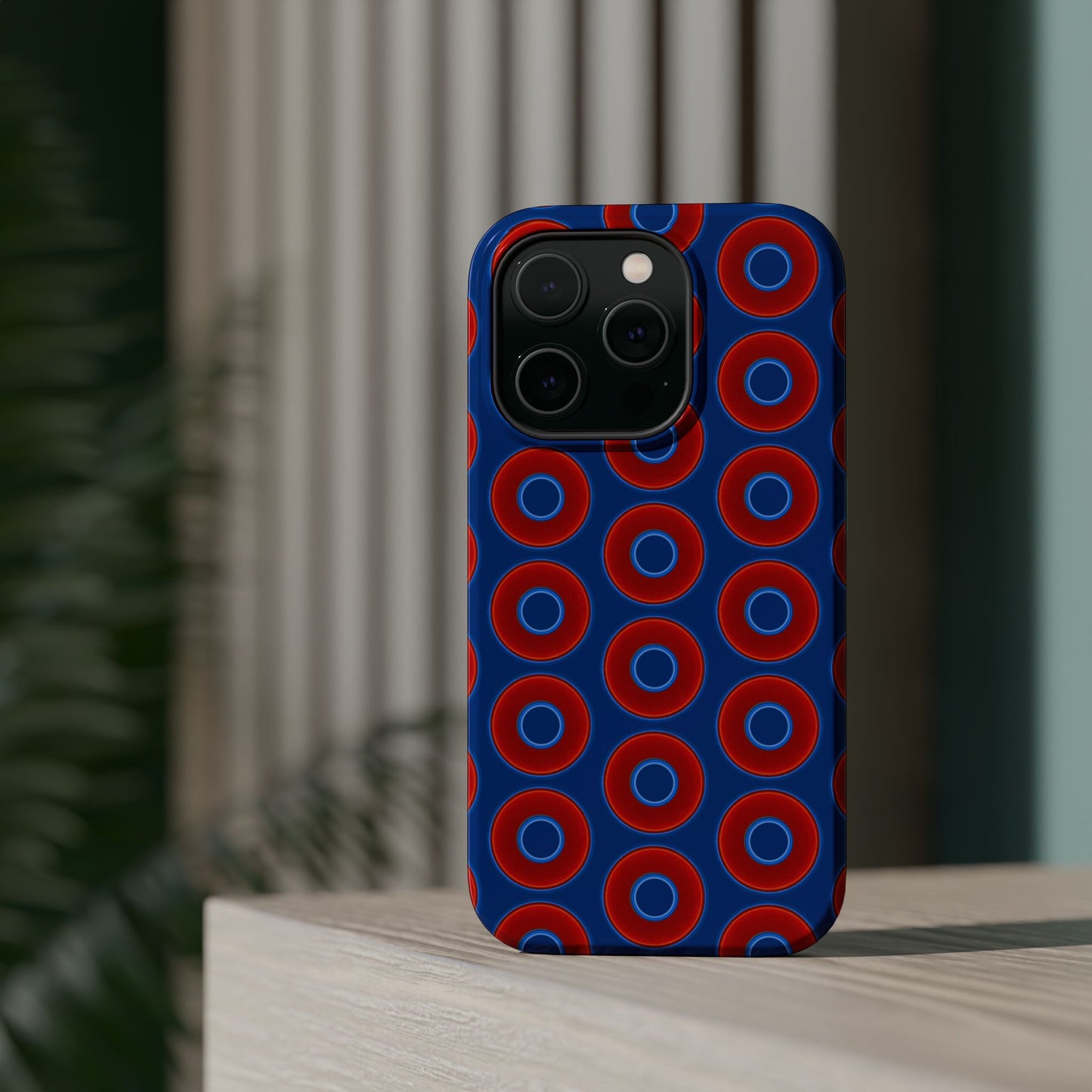 Magnetic Tough Donut Case - red vivid donut print w/dark blue background