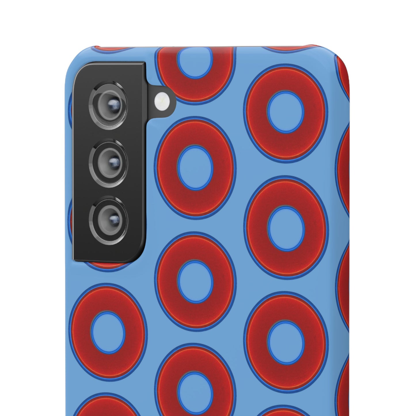 Lumpy Donut Snap Case - red vivid donut print w/light blue background