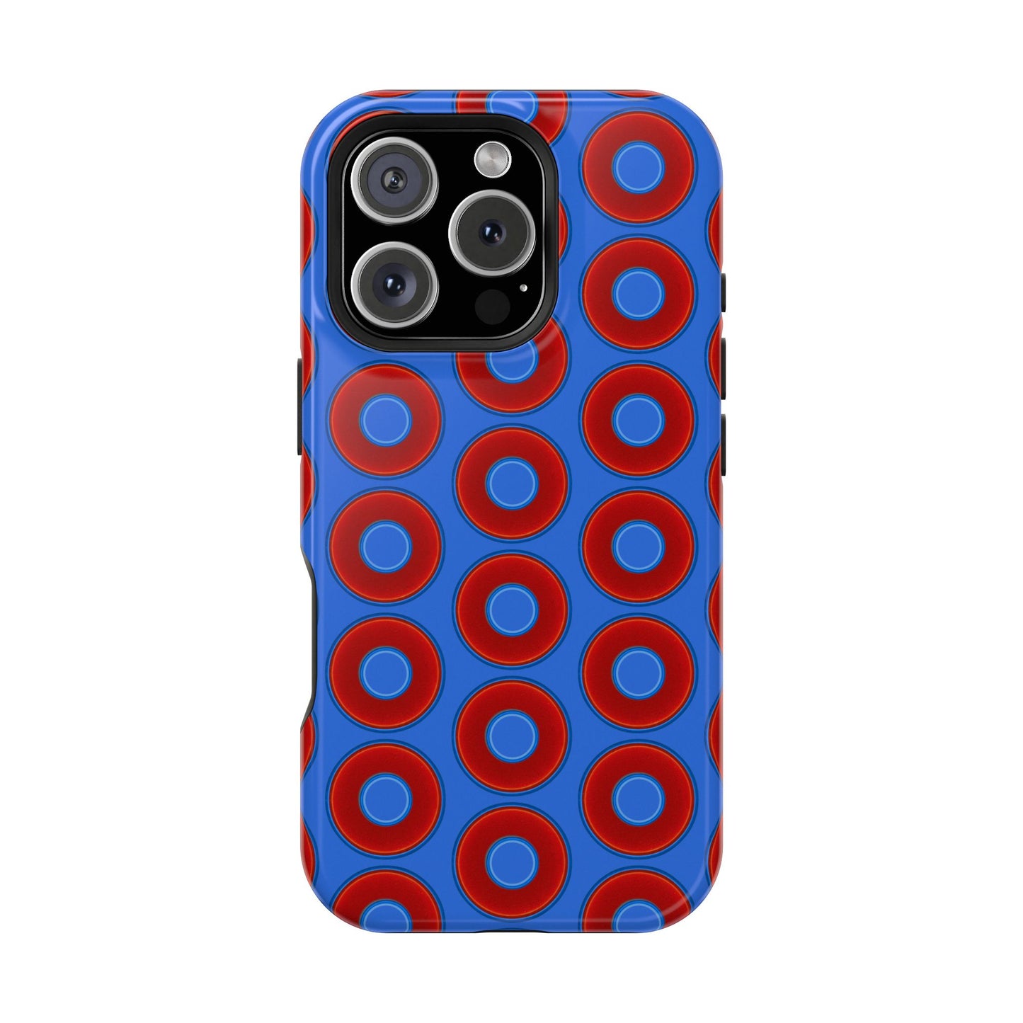 Magnetic Tough Donut Case - red vivid donut print w/medium royal blue background